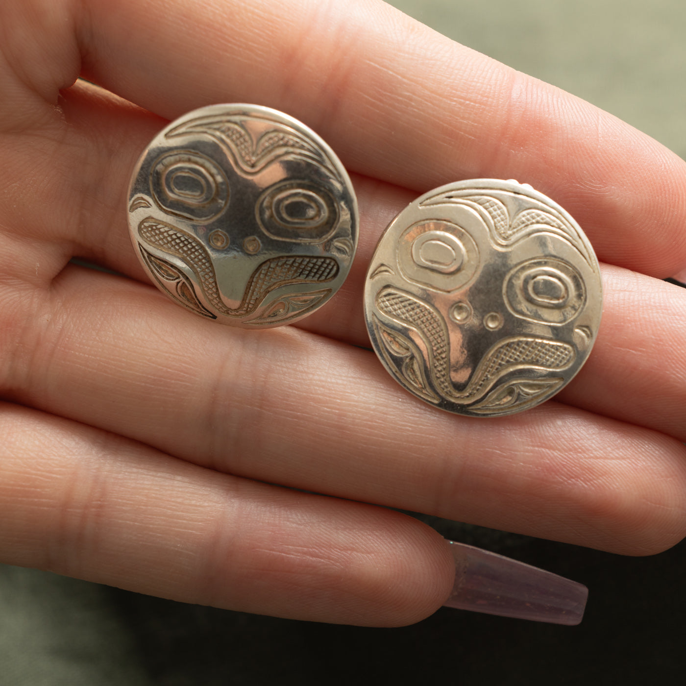 Sterling Silver Indigenous Carved Bird Earrings