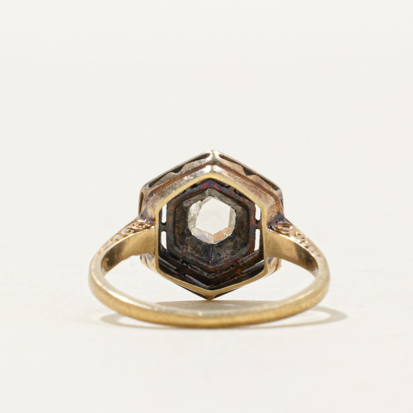 Victorian Rose Cut Diamond Hexagon Ring | 0.25ct SI2 G/H | SZ 6
