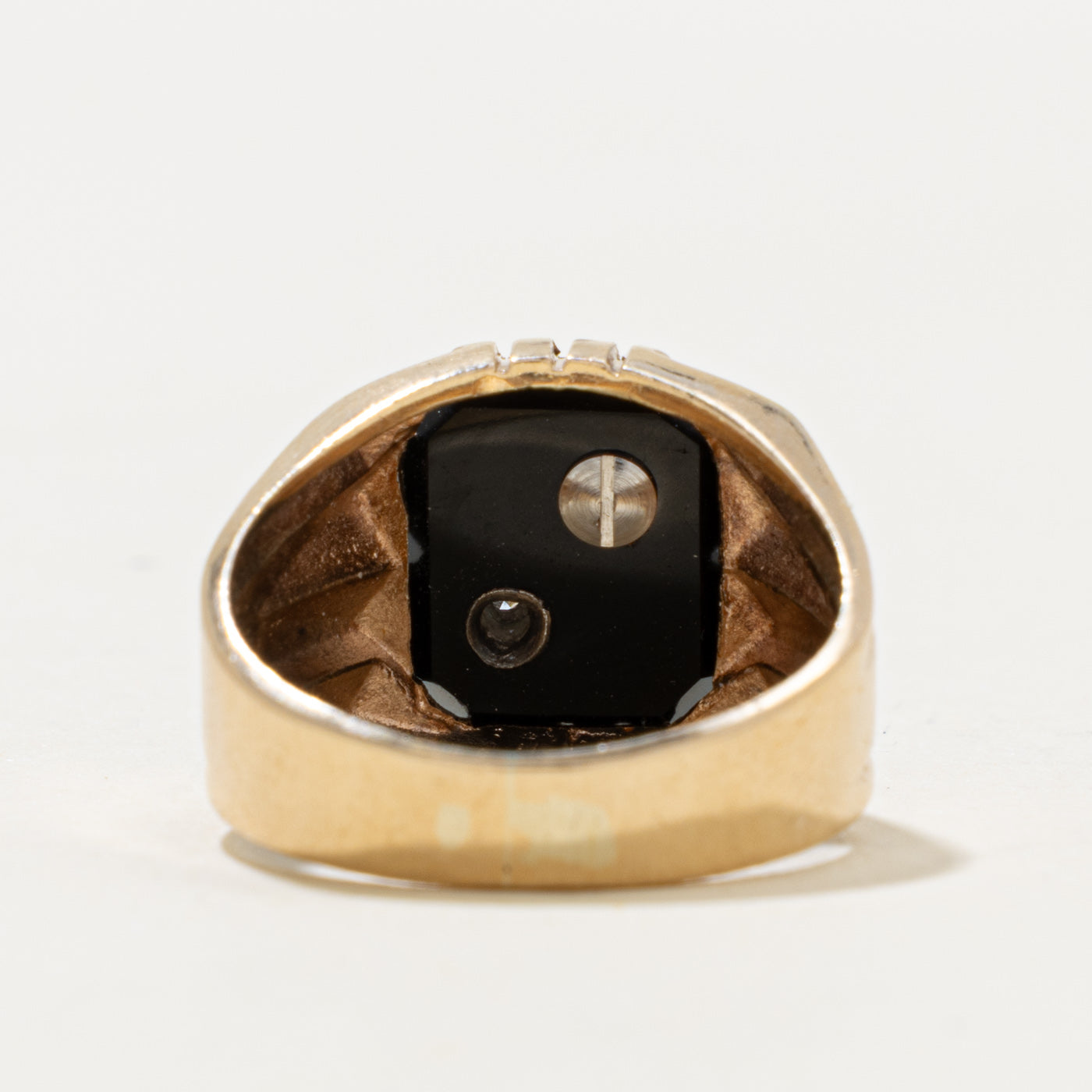 10k Onyx & Diamond "J" Initial Signet Ring | 1.80ct, 0.003ctw | SZ 7.75