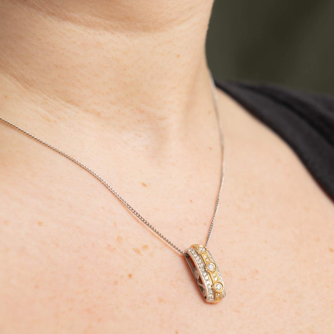 14k Diamond Multi Row Drop Pendant | 0.72ctw