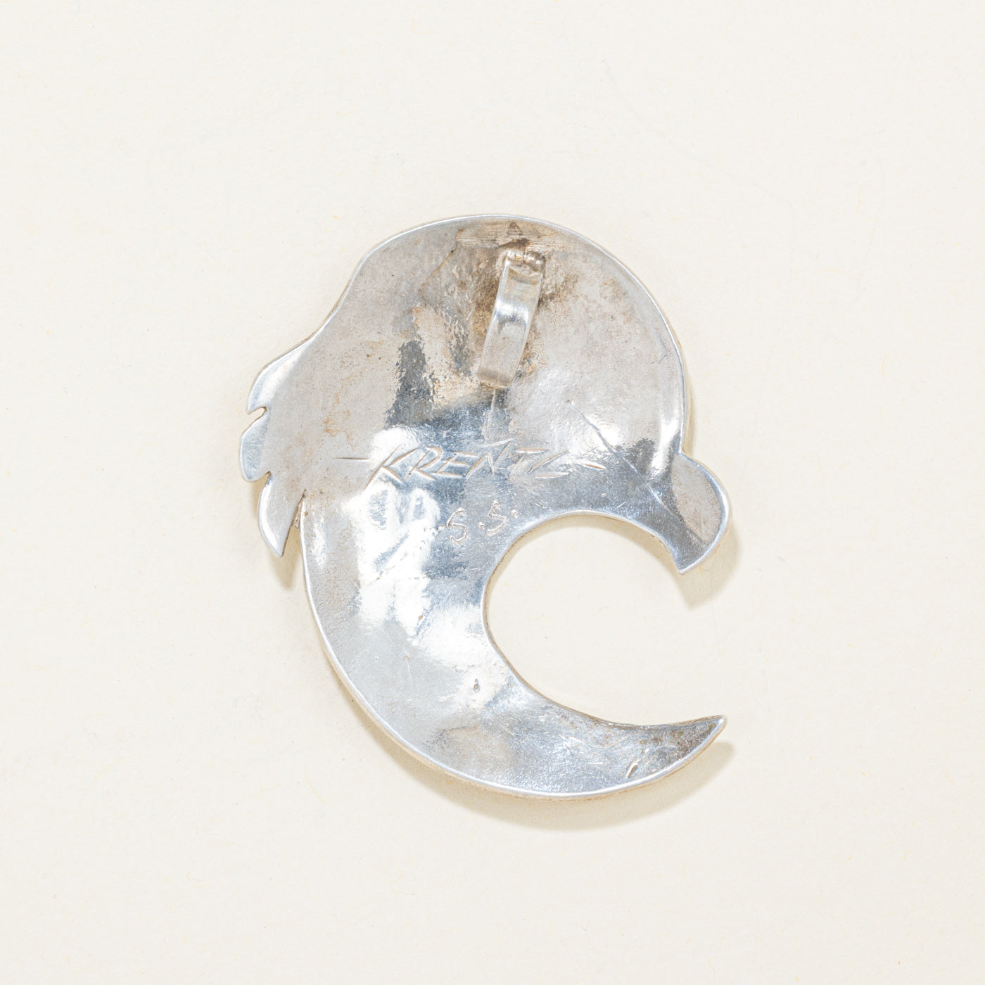 Sterling Silver Indigenous Carved Eagle Pendant