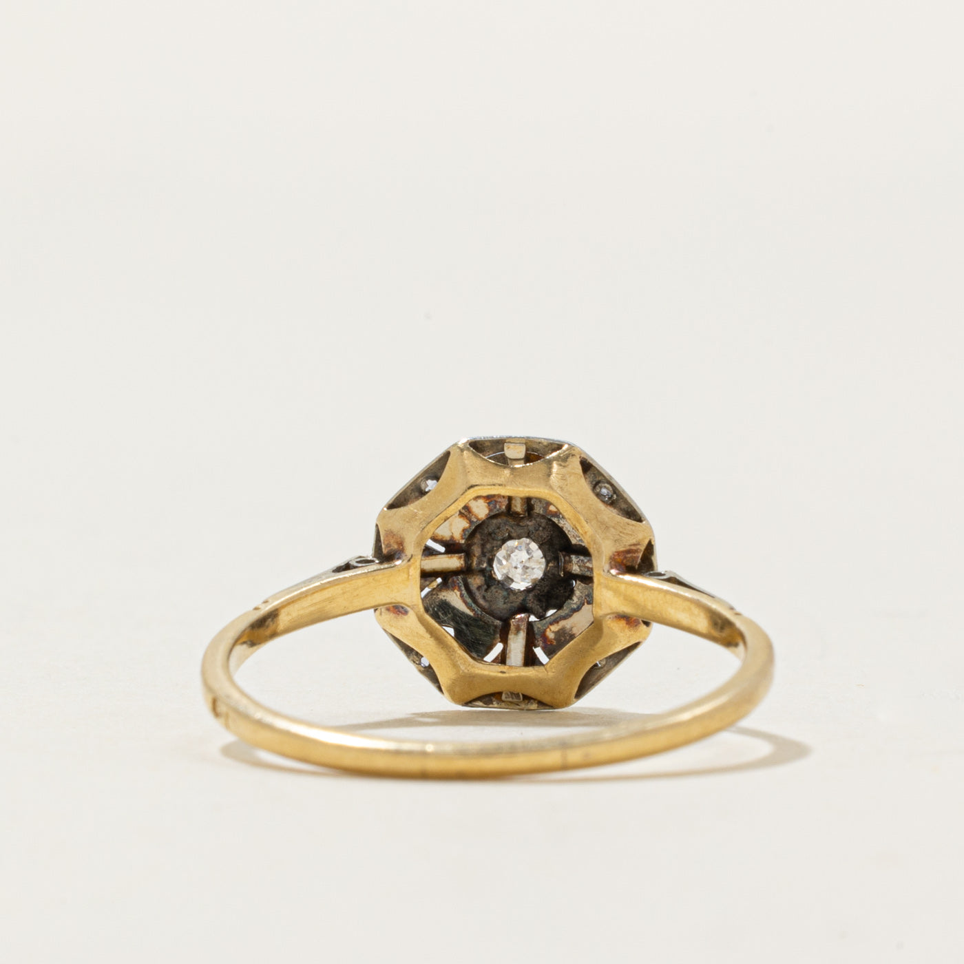 Art Deco Swiss Cut Diamond Ornate Ring | 0.06ct, 0.02ctw | SZ 8.25
