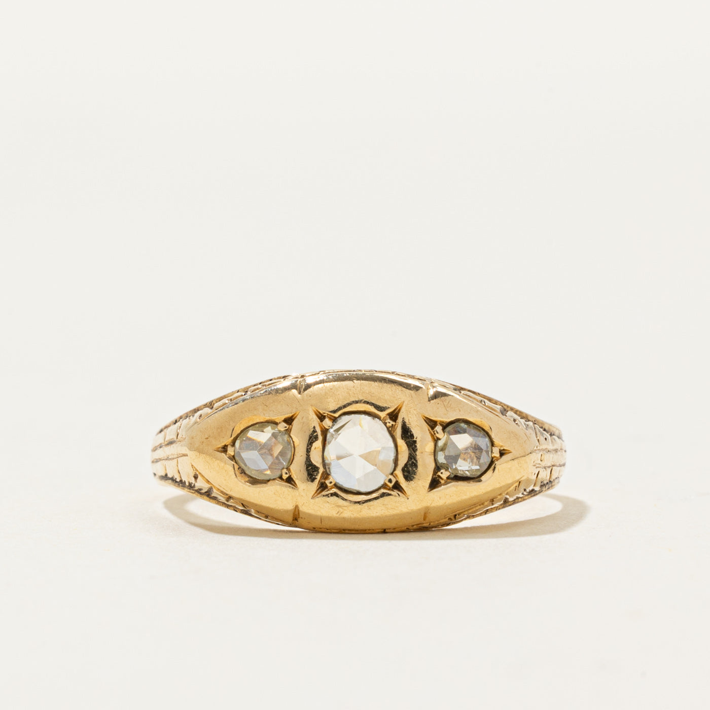 Victorian Rose Cut Diamond Boat Ring | 0.4 ctw | SZ 10.5