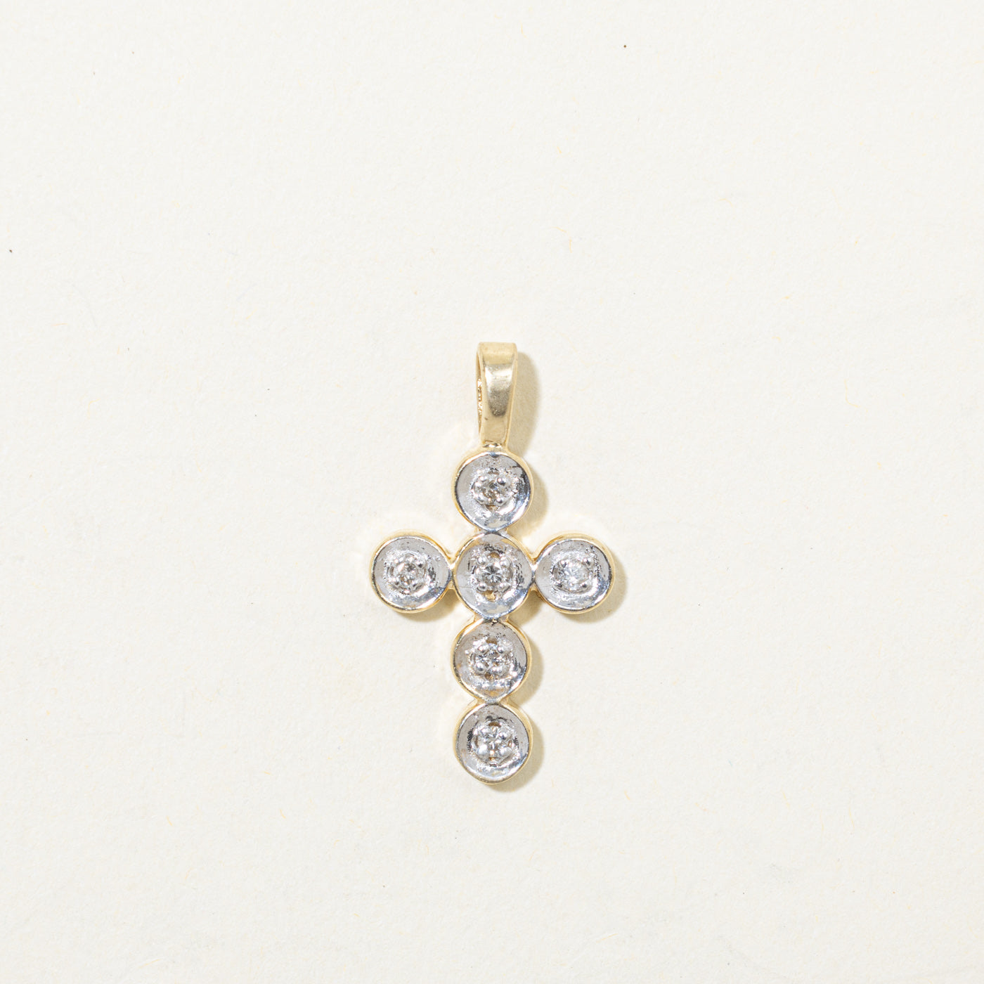 14k Illusion Set Diamond Cross Pendant | 0.09ctw