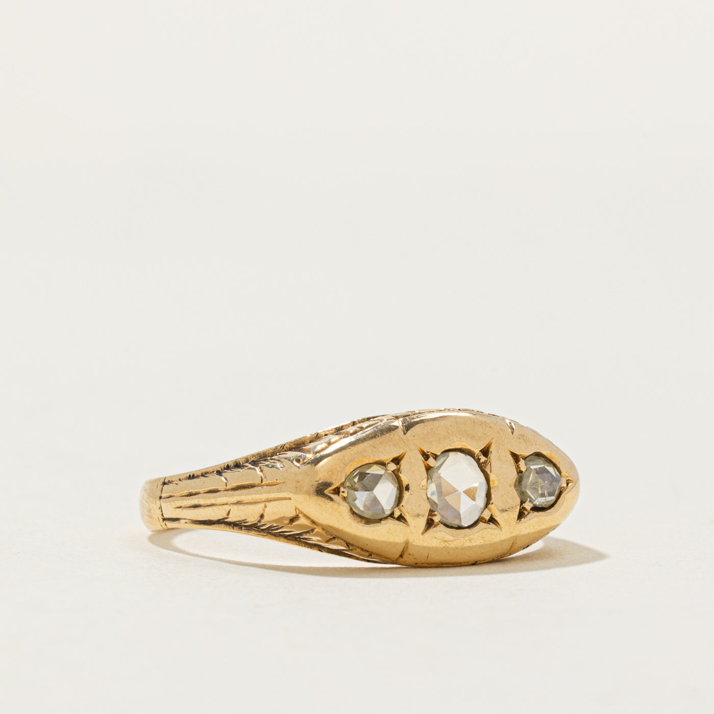 Victorian Rose Cut Diamond Boat Ring | 0.4 ctw | SZ 10.5