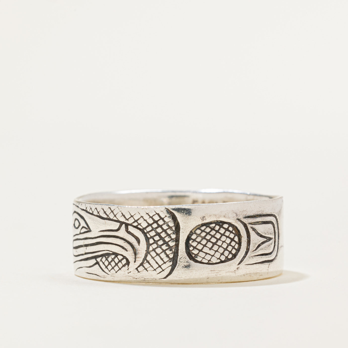 Sterling Silver Indigenous Carved Eagle Ring | 9mm | SZ 13