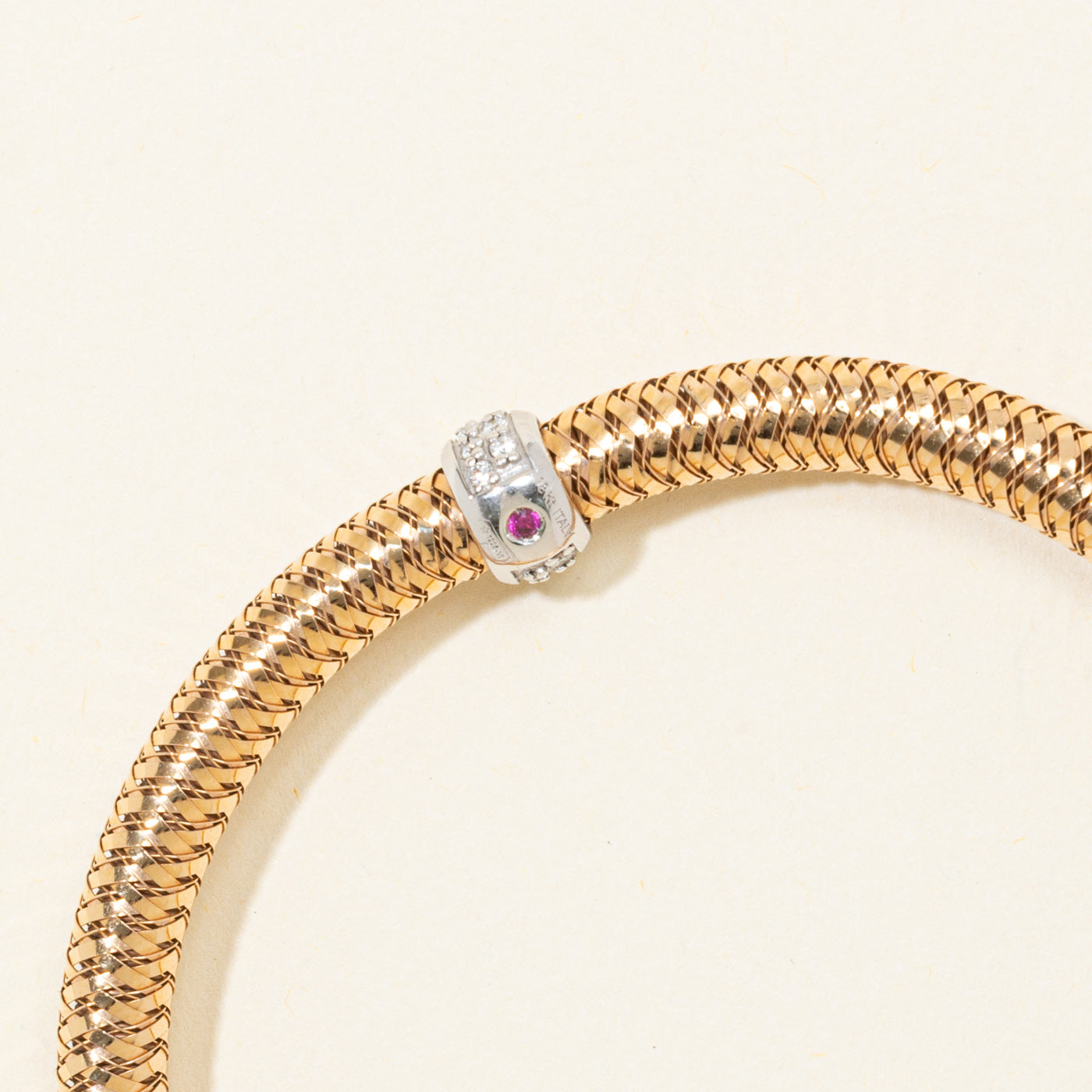 'Roberto Coin' 18k Primavera Ruby & Diamond Station Flexible Bracelet | 0.33ctw, 0.02ct | 6.5"