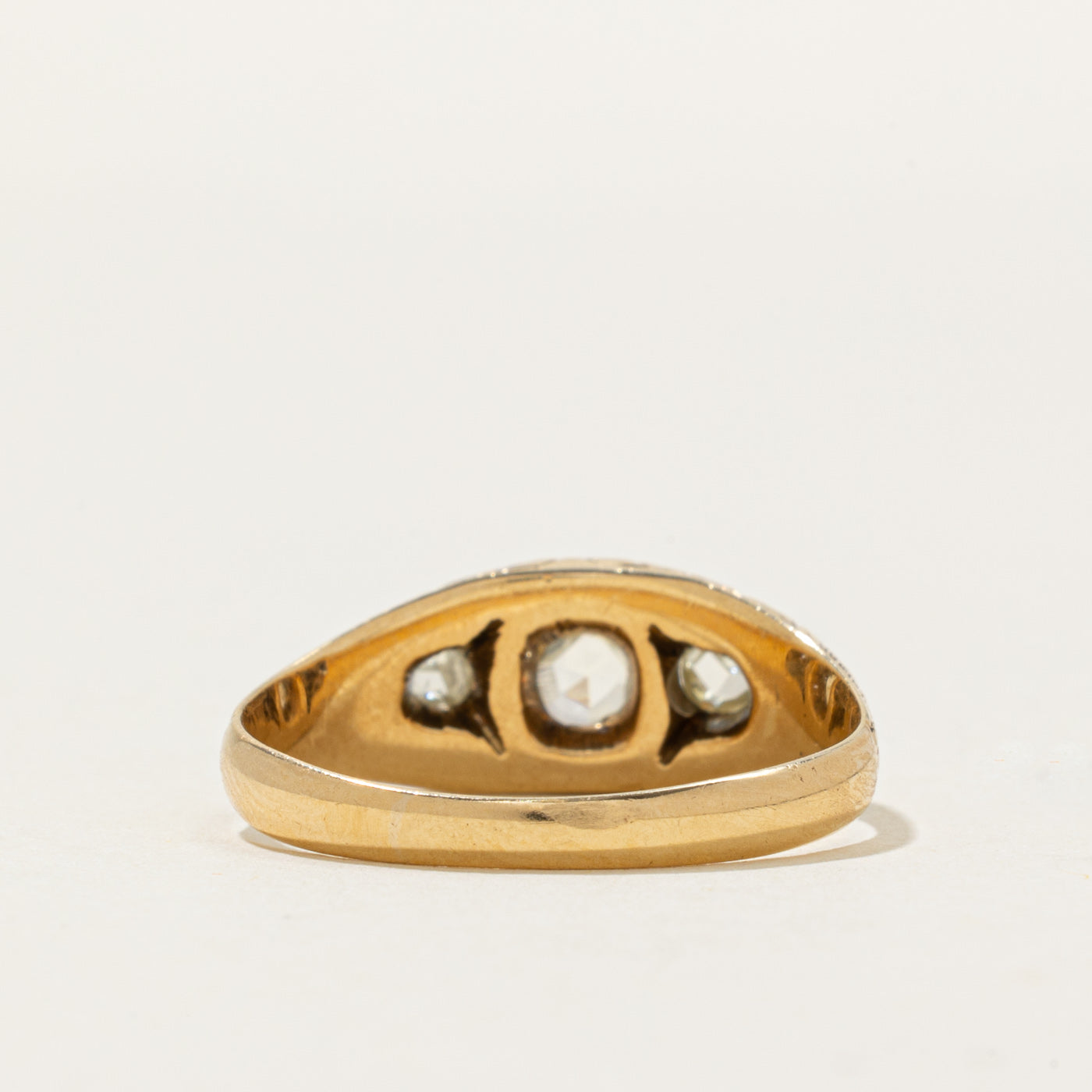 Victorian Rose Cut Diamond Boat Ring | 0.4 ctw | SZ 10.5
