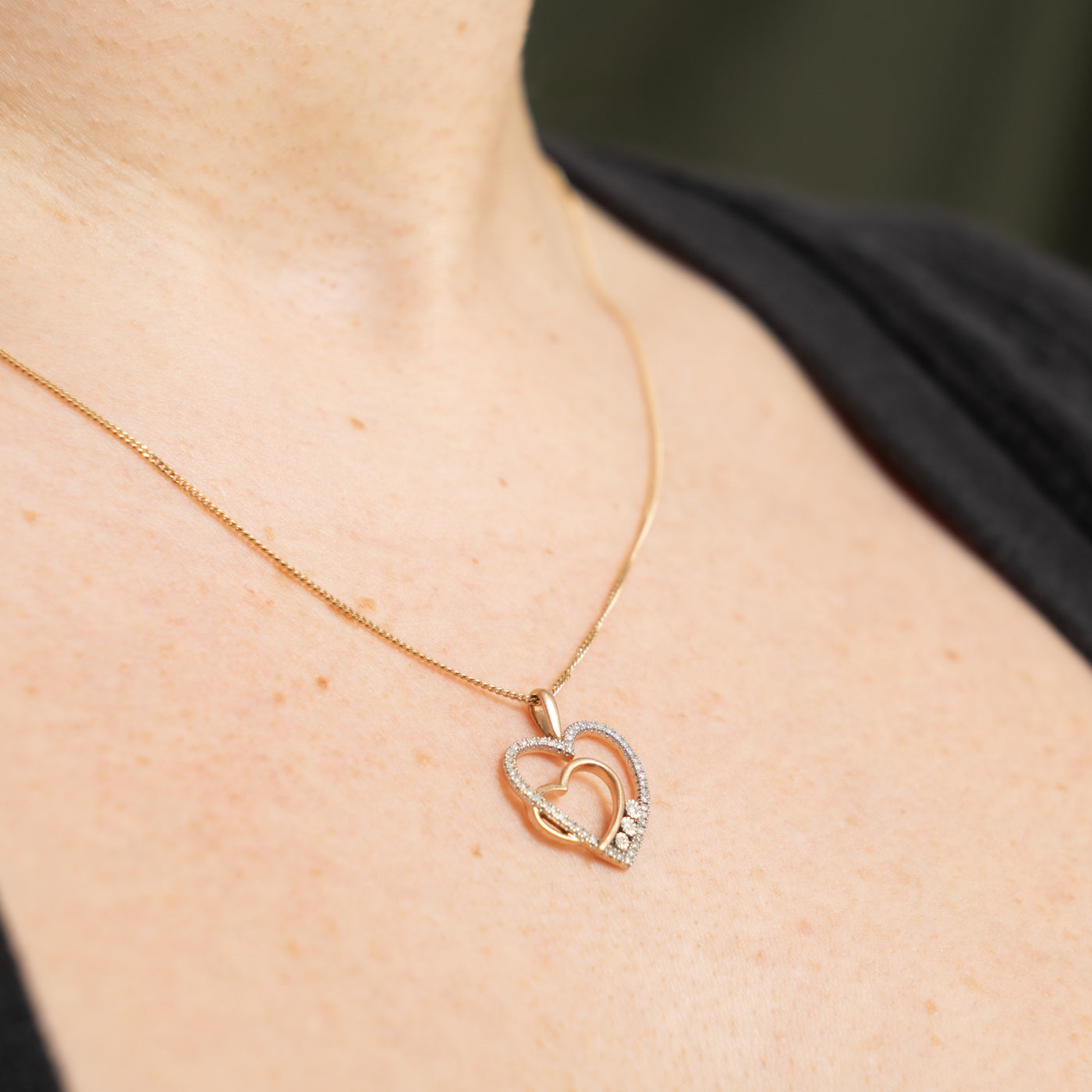 10k Diamond Hearts Pendant | 0.41ctw