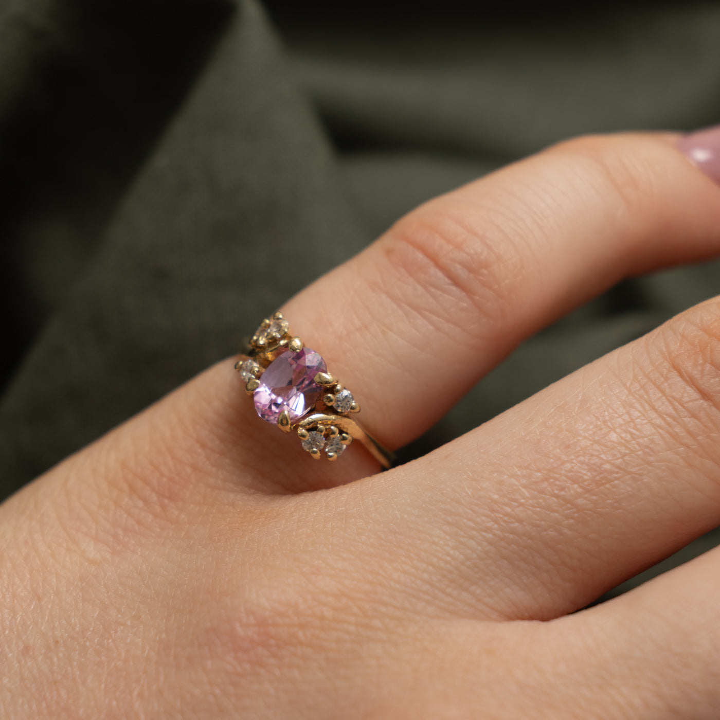 14k Synthetic Sapphire & Diamond Accented Ring | 0.90ct, 0.10ctw | SZ 4.25