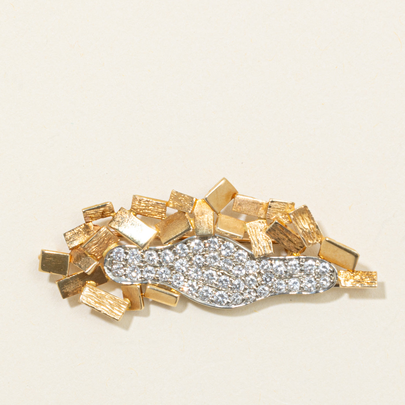 18k Diamond Abstract Geometric Brooch | 1.36ctw