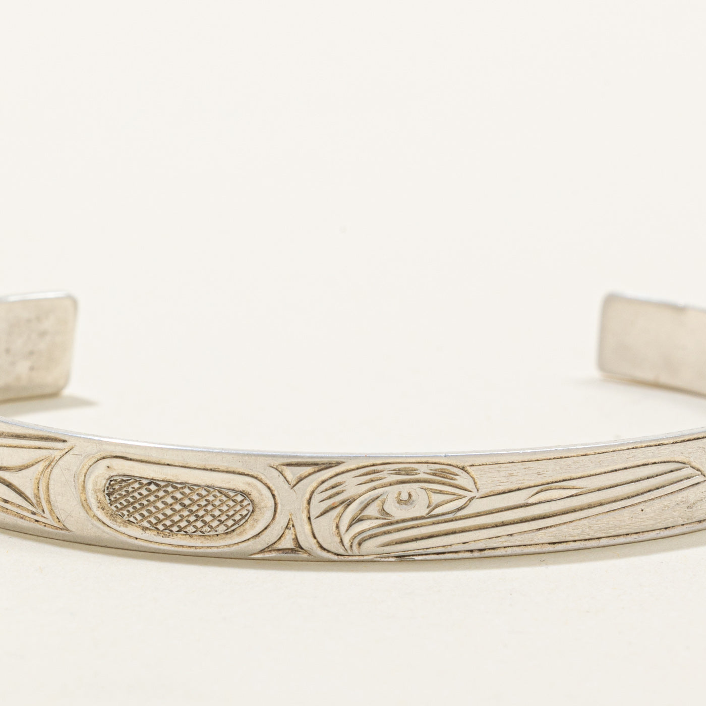 Sterling Silver Indigenous Carved Hummingbird Cuff | 5.5"