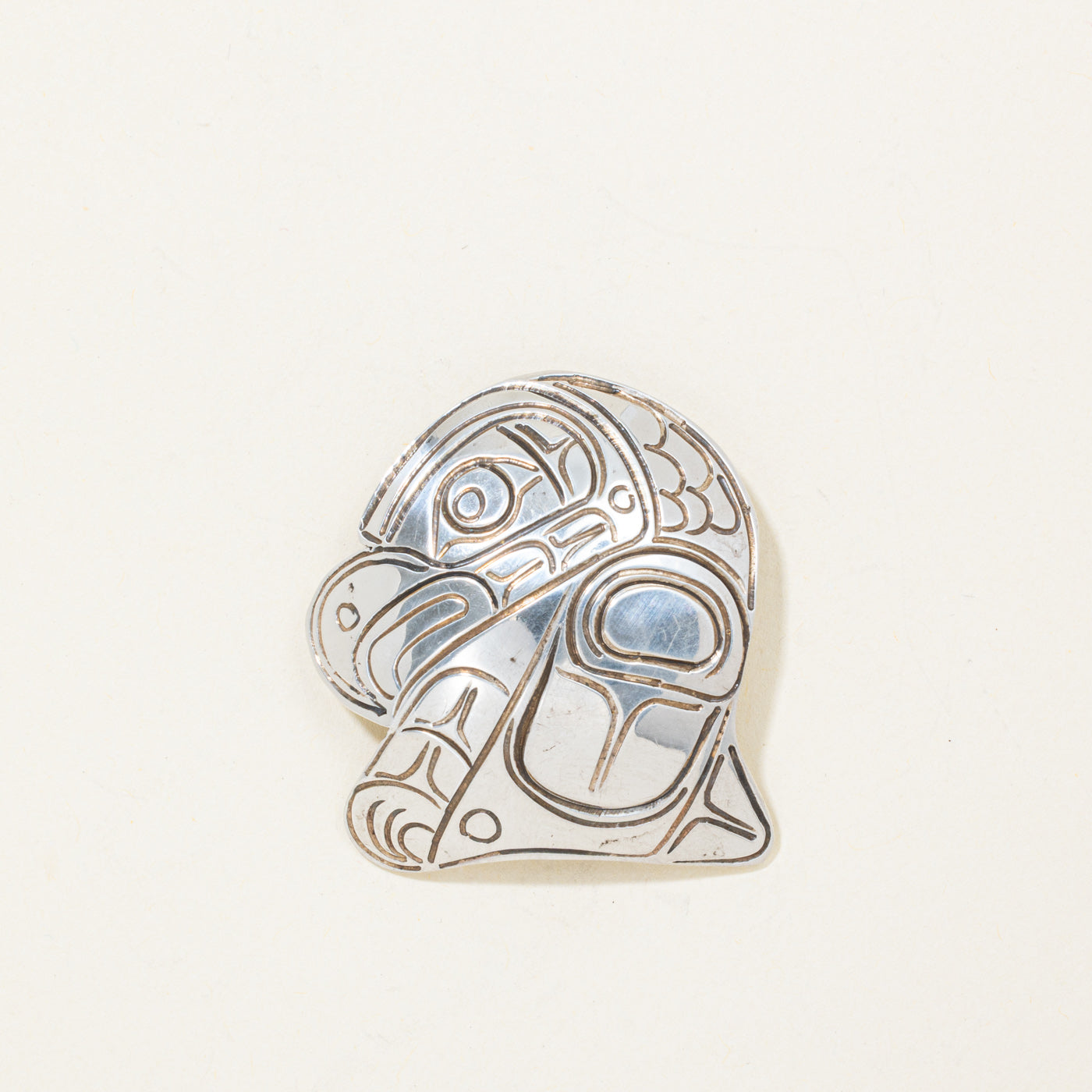 'Herb Lancaster' Sterling Silver Indigenous Carved Eagle Pendant & Brooch