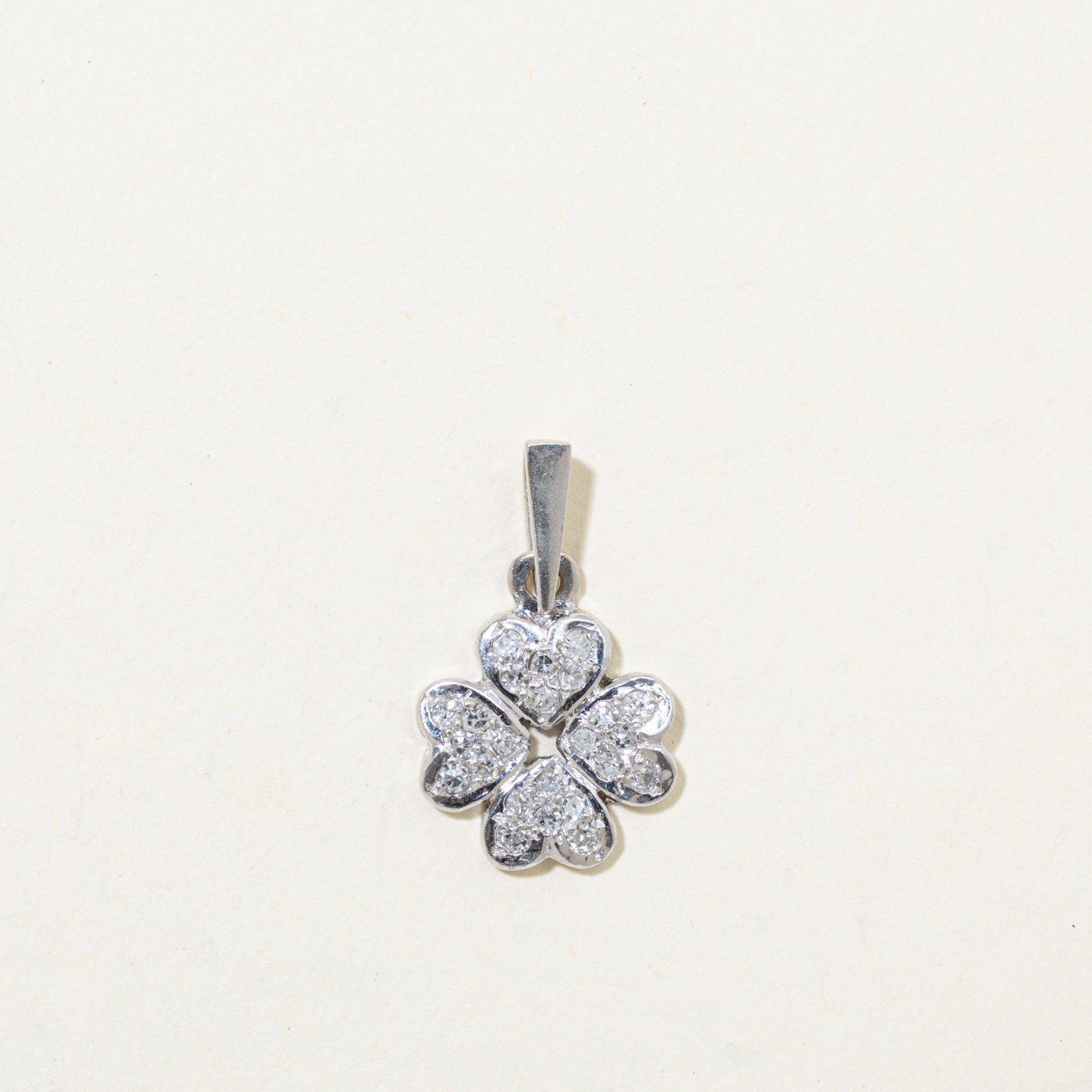 14k Diamond Cluster Clover Pendant | 0.12ctw