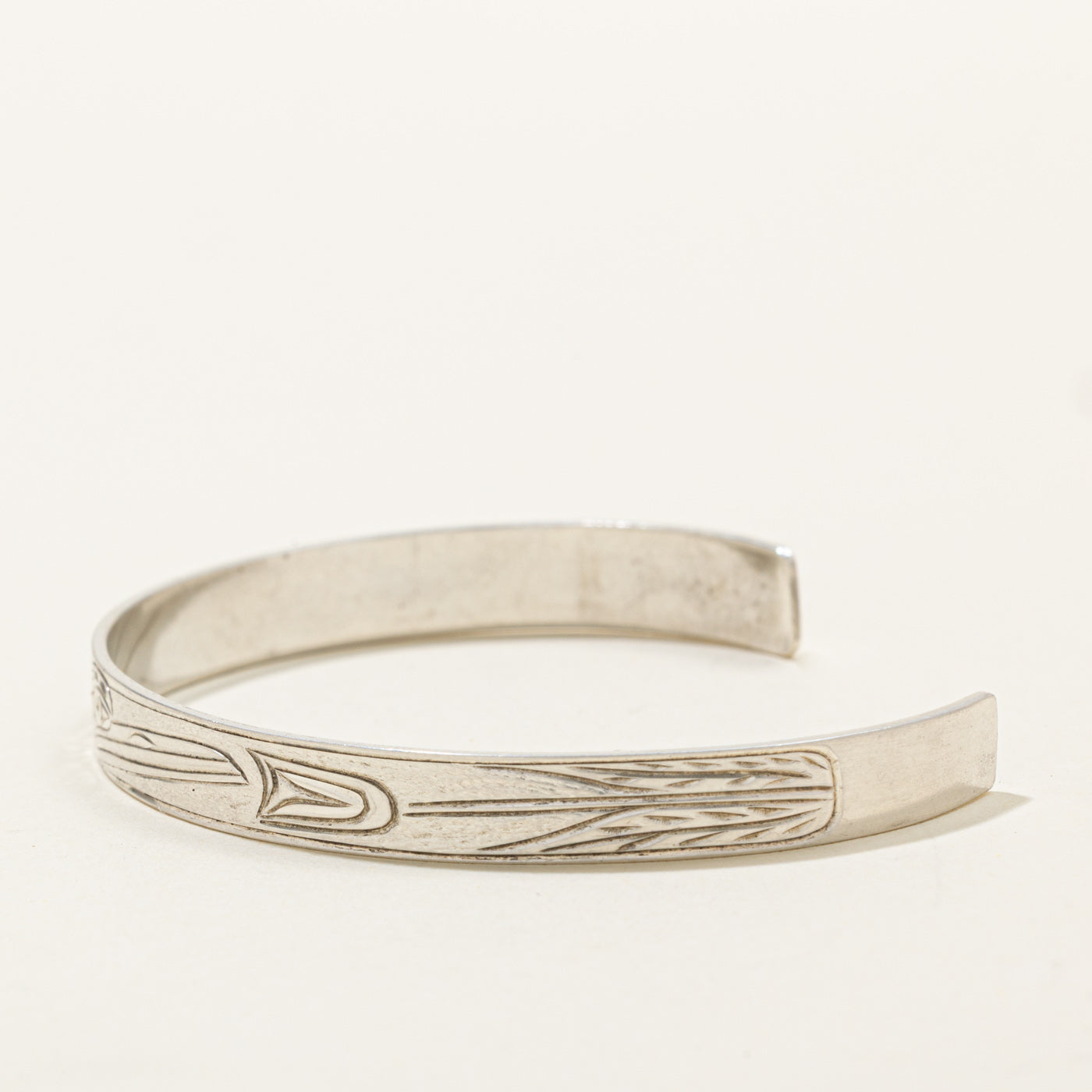 Sterling Silver Indigenous Carved Hummingbird Cuff | 5.5"