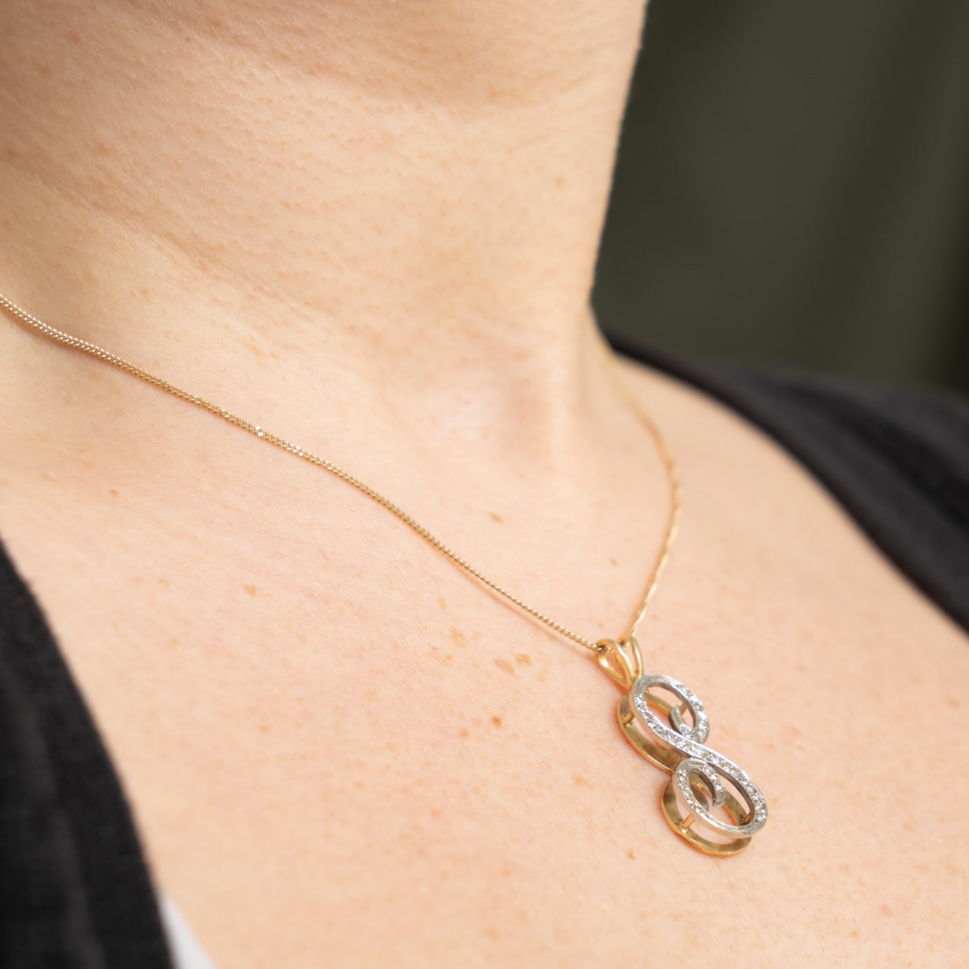 14k Diamond "S" Initial Pendant | 0.16ctw