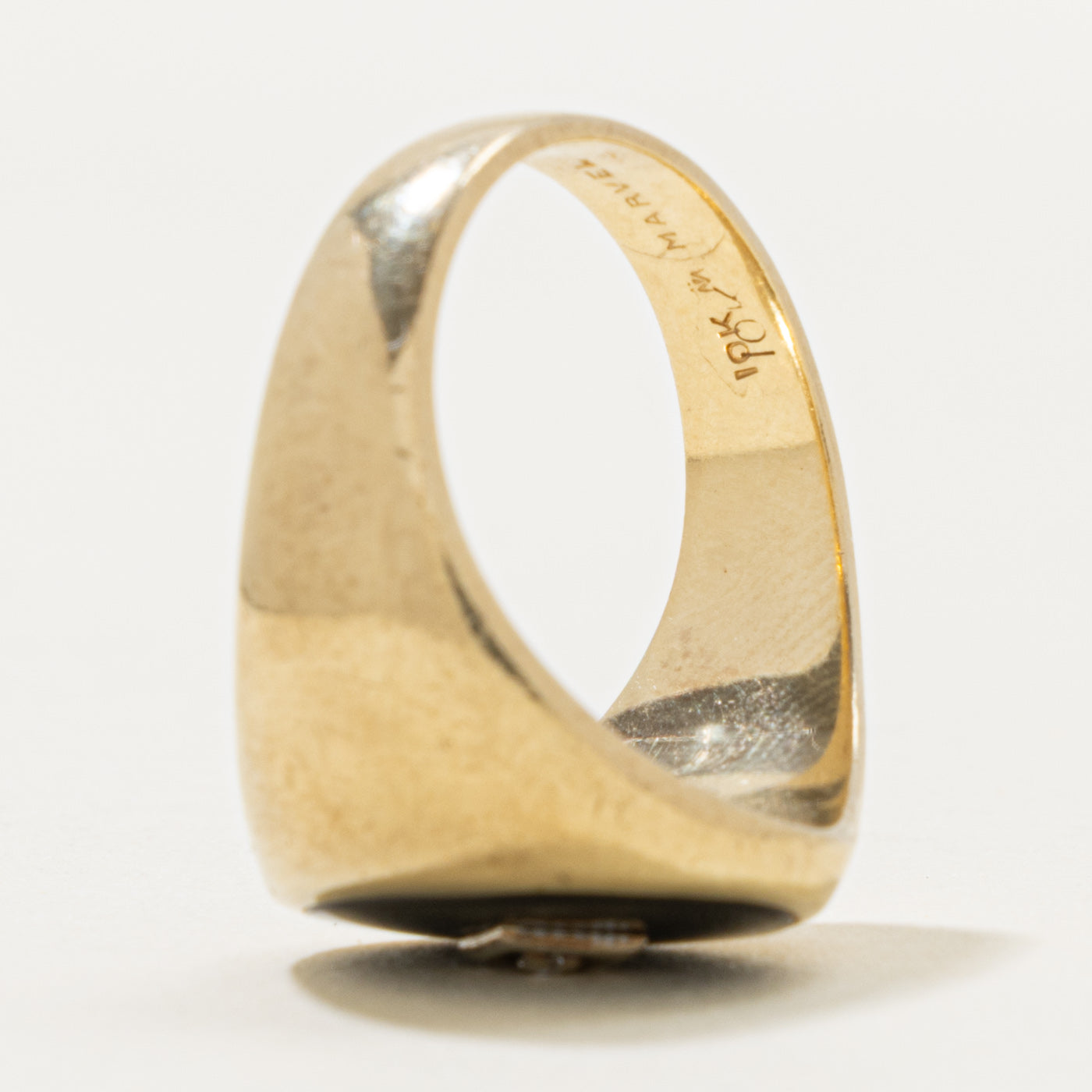 10k Oval Onyx & Diamond Accented Signet Ring | 3.50ct, 0.01ctw | SZ 10.25