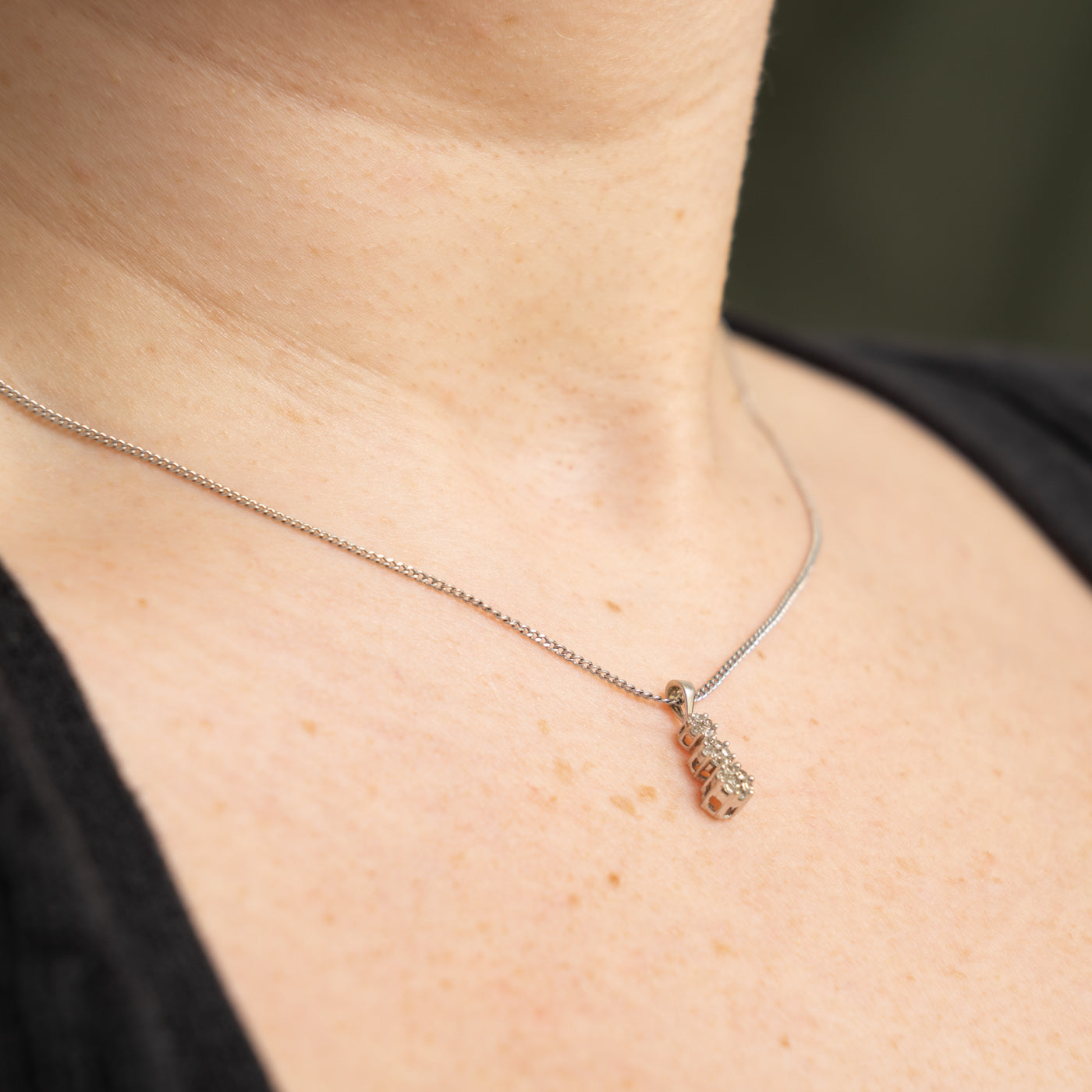 14k Diamond Multi Cluster Drop Pendant | 0.13ctw
