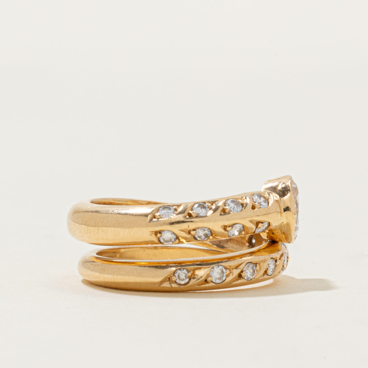 Antique Pear Cut Diamond Snake Ring | 0.8ct SI1 G/H, 0.36ctw | SZ 7.25