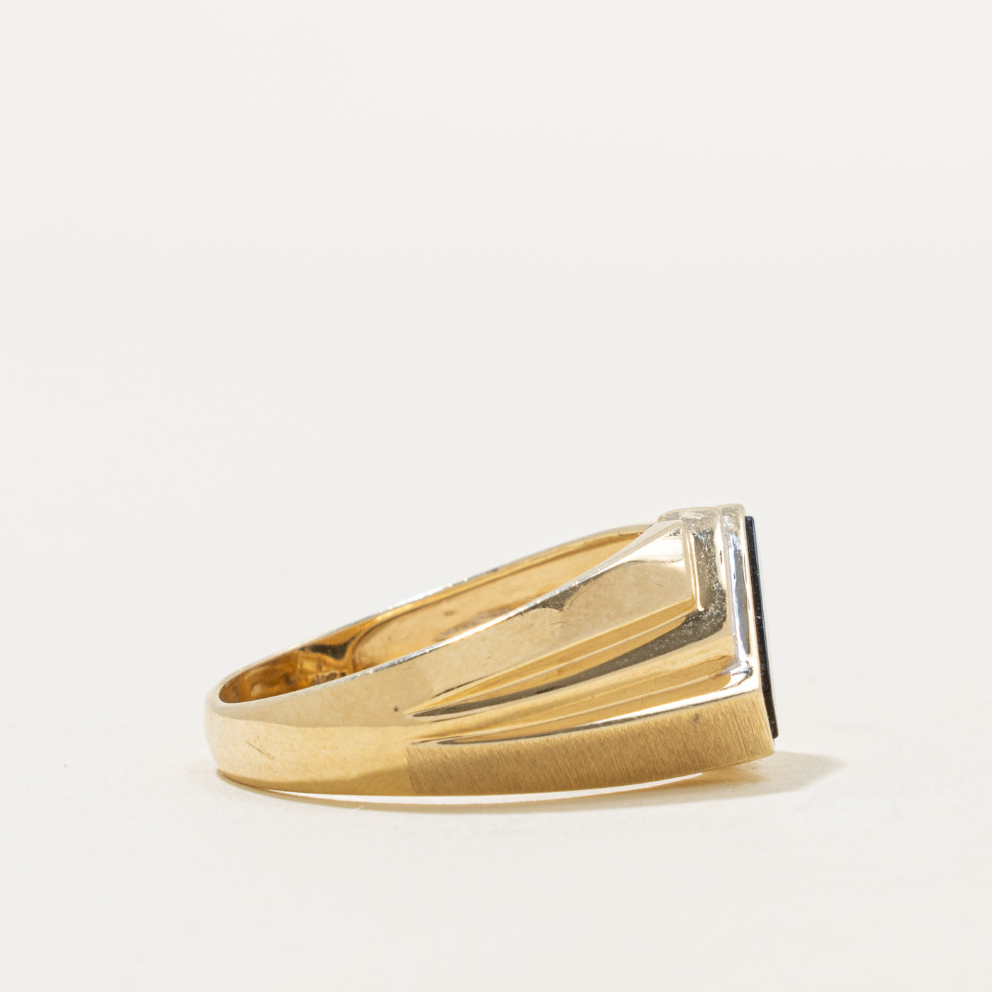 10k Onyx & Diamond Geometric Ring | 0.30ct, 0.01ctw | SZ 11.25