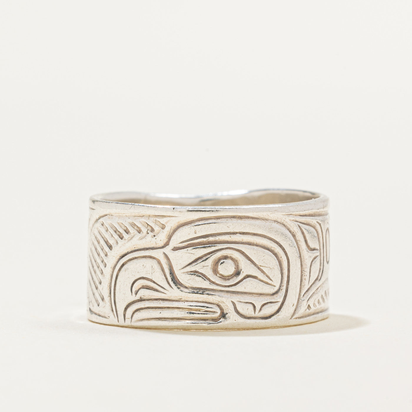 'Don Lancaster' Sterling Silver Indigenous Carved Eagle Ring | 8.95mm | SZ 5.25