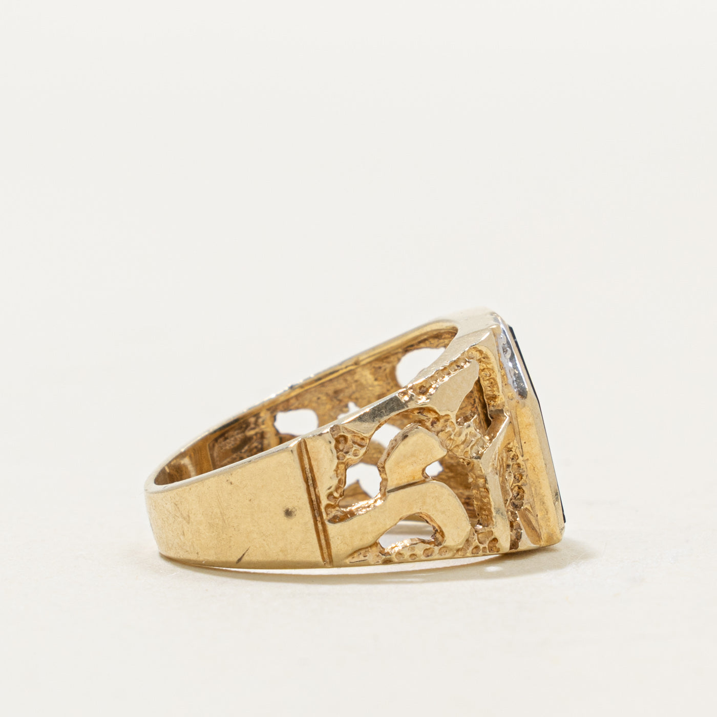 10k Onyx & Diamond Nuggety Signet Ring | 0.55ct, 0.002ctw | SZ 6.5