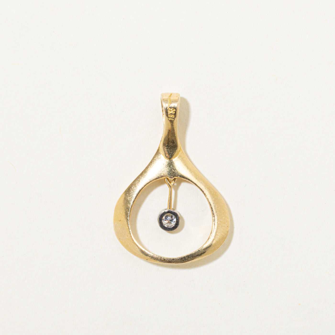 18k Dangling Diamond Teardrop Pendant | 0.10ctw