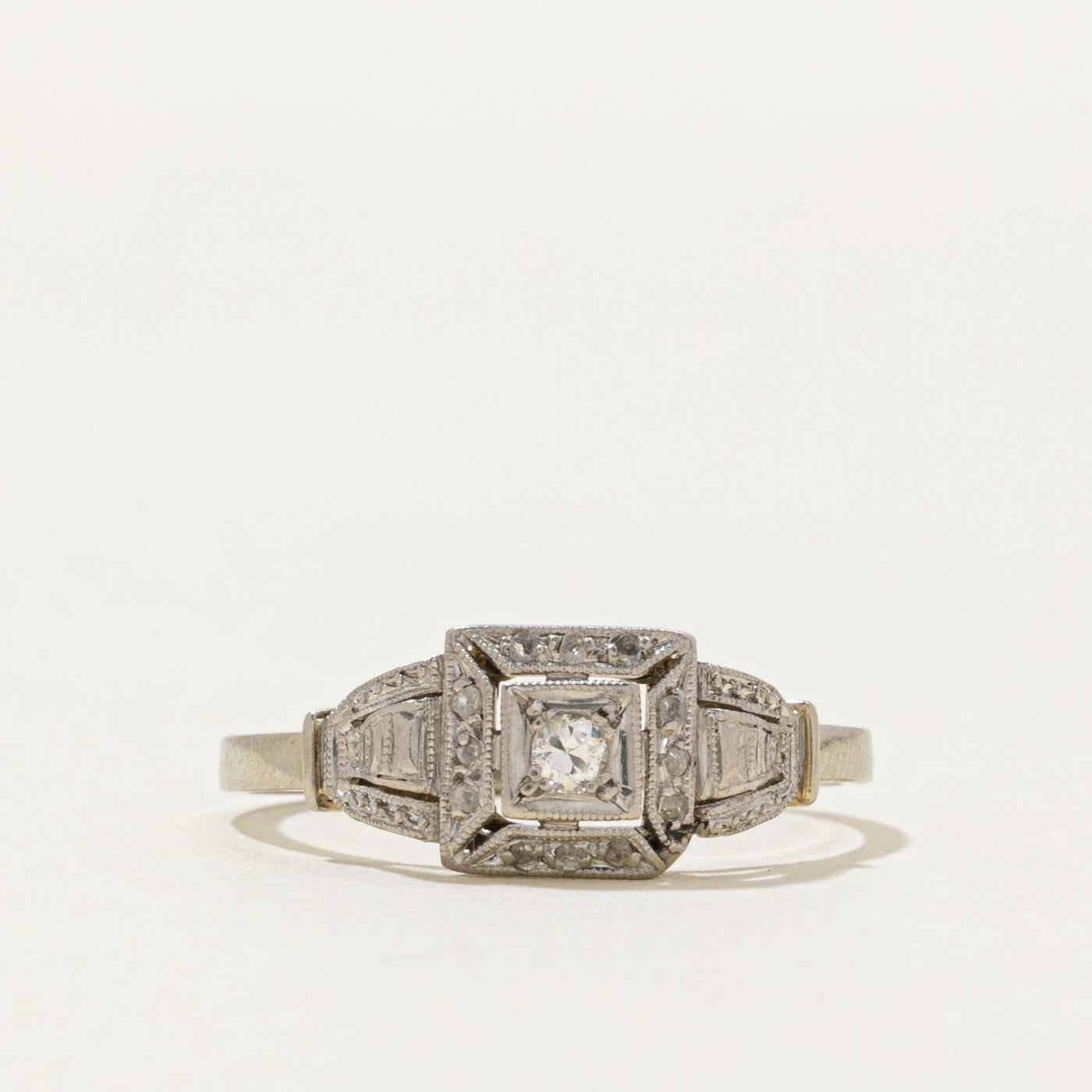 Art Deco Diamond Ornate Ring | 0.09ctw | SZ 7.75