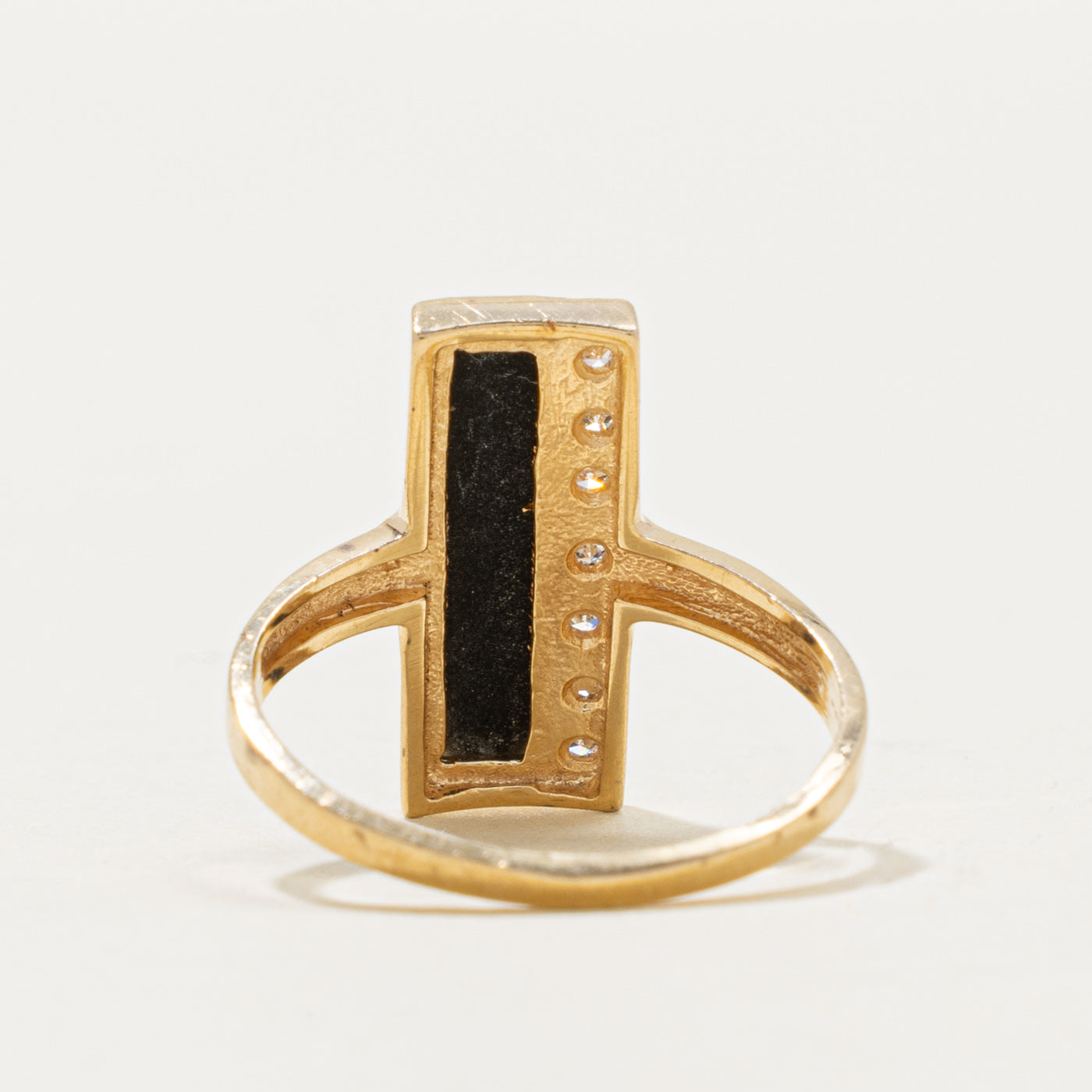 14k Onyx & Diamond Column Geometric Ring | 1.00ct, 0.03ctw | SZ 7