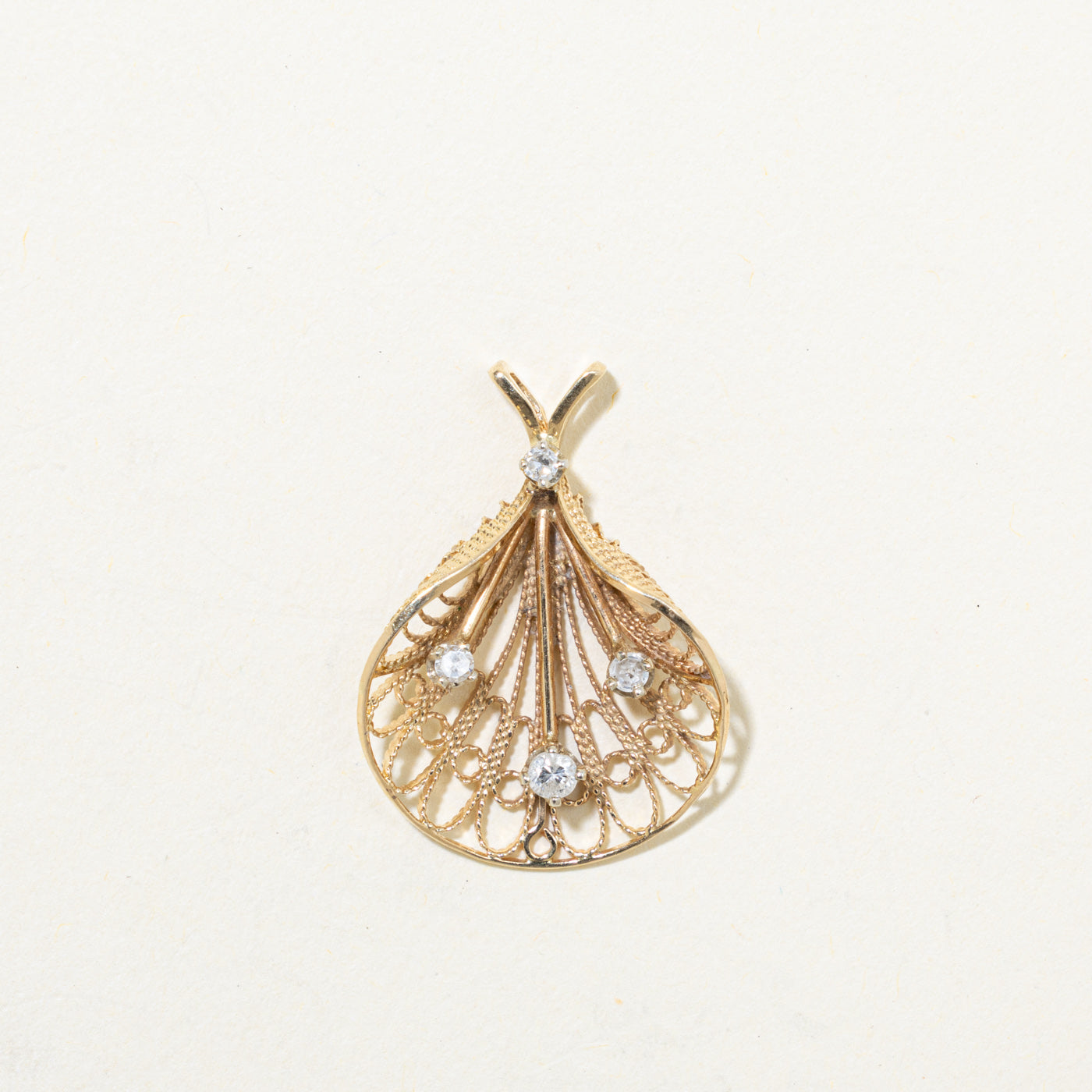 14k Diamond Filigree Pendant | 0.09ctw