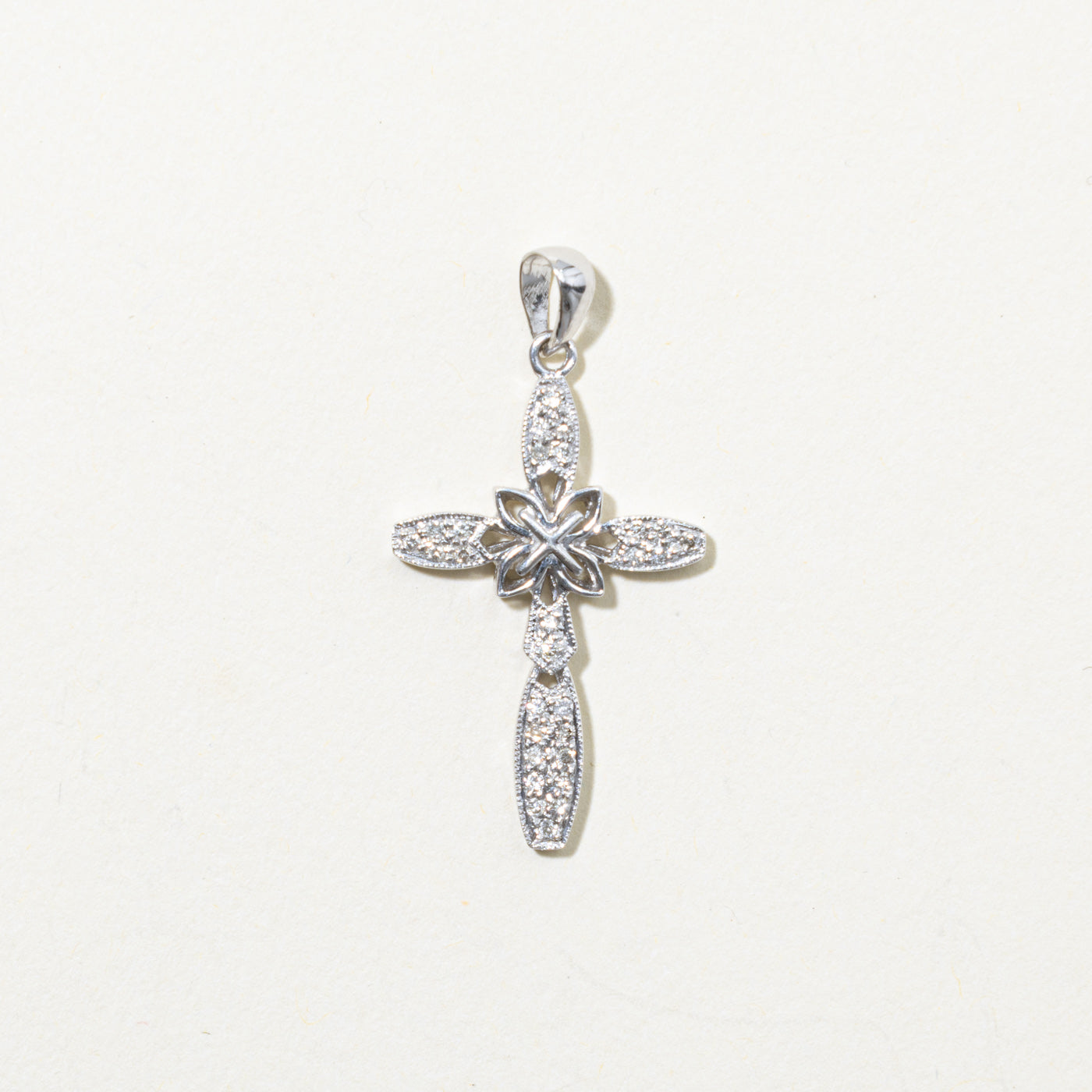 14k Diamond Ornate Cross Pendant | 0.08ctw