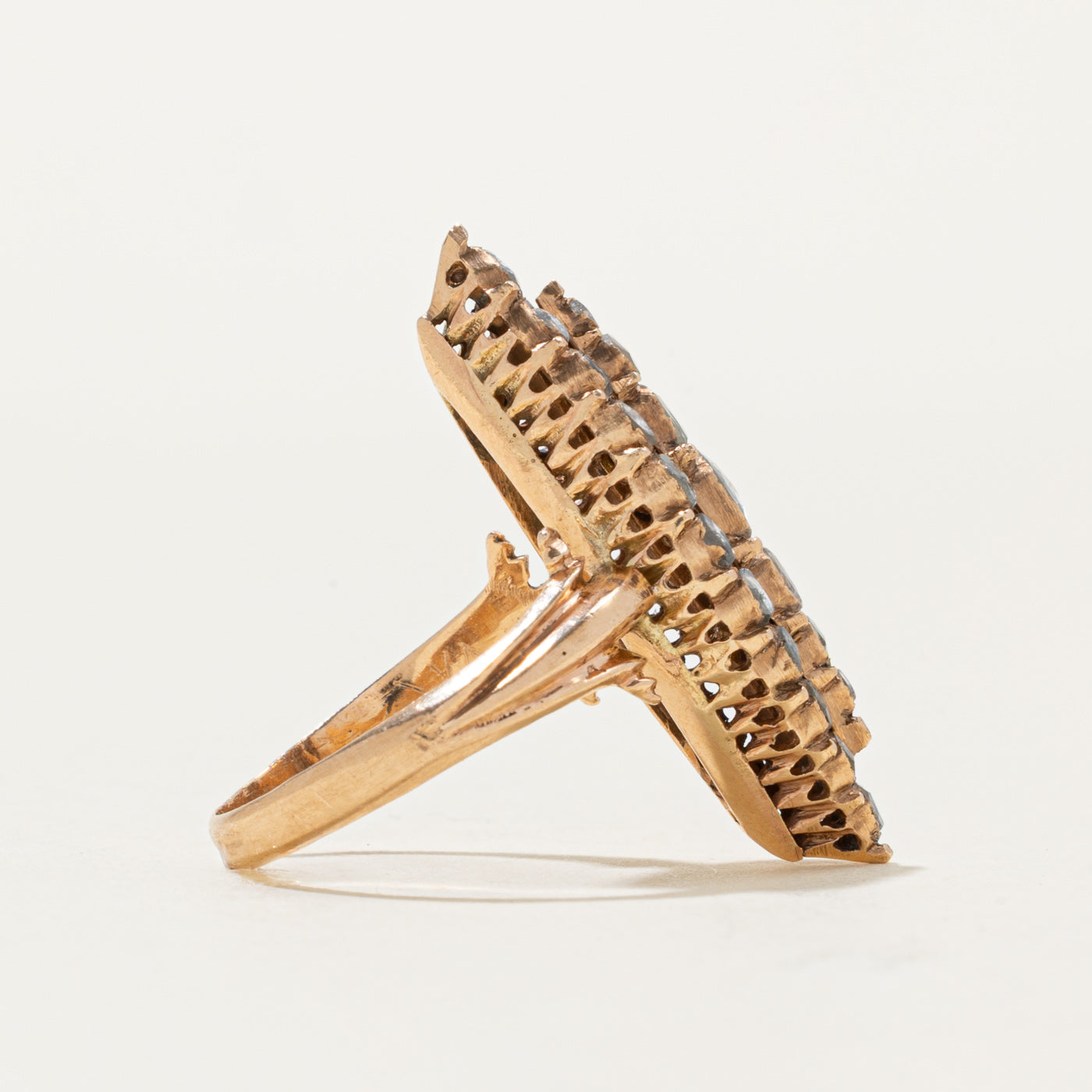 Rose Cut Diamond Navette Ring | 0.95 ctw | SZ 7.75