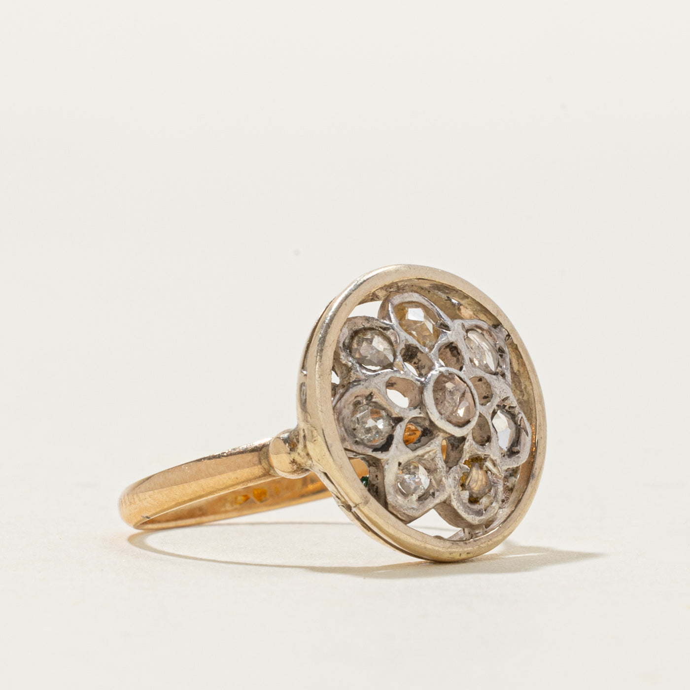 Italian Rose Cut Diamond Circular Openwork Ring | 0.05 ctw | SZ 6