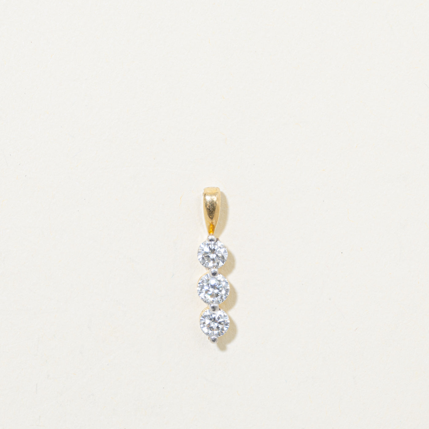 18k Three Stone Diamond Drop Pendant | 0.51ctw