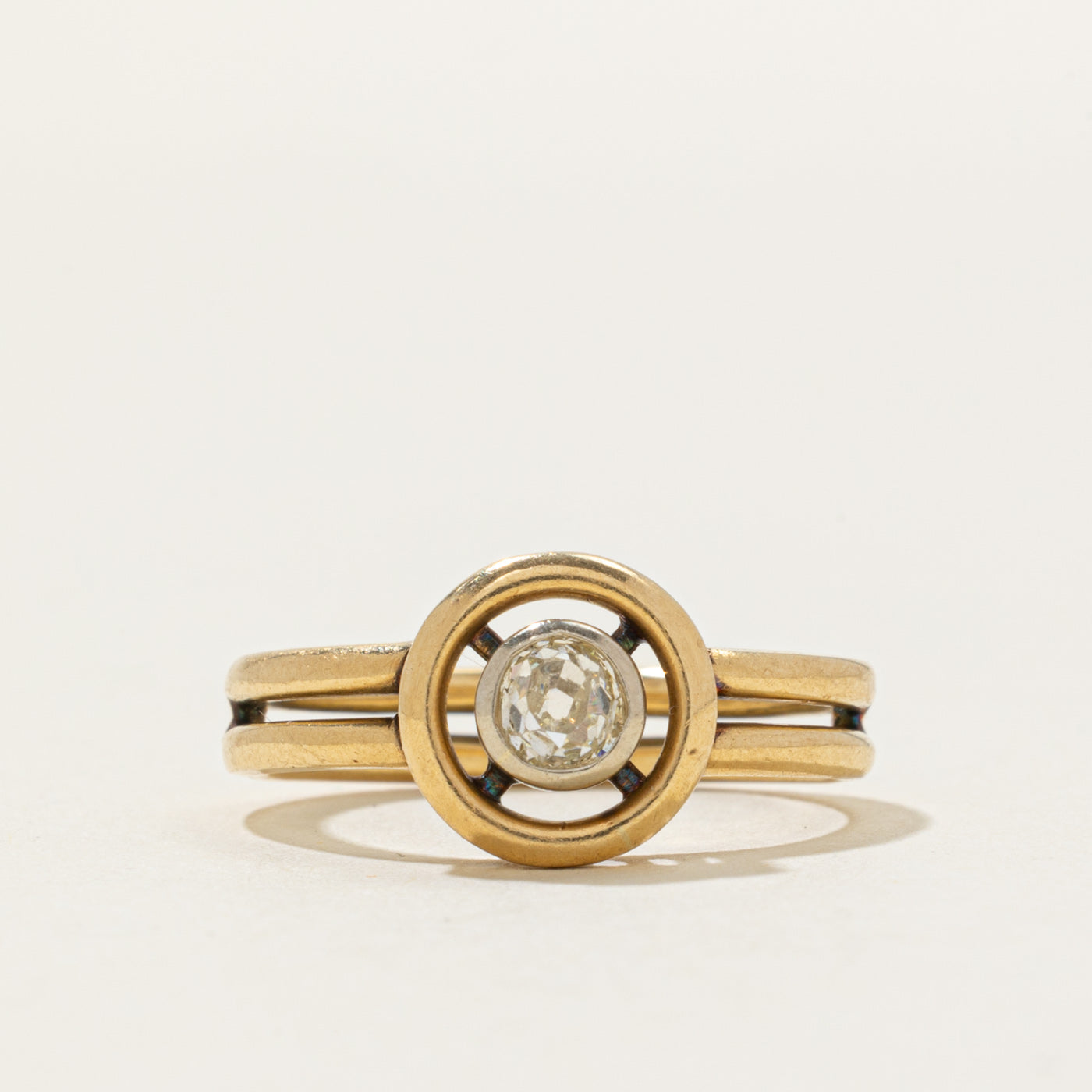 Antique Old Mine Cut Diamond Circular Split Shank Ring | 0.28 ct | SZ 7.5