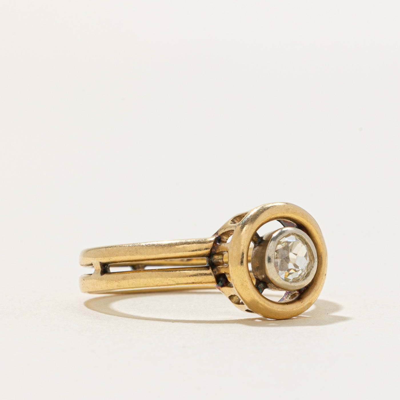 Antique Old Mine Cut Diamond Circular Split Shank Ring | 0.28 ct | SZ 7.5