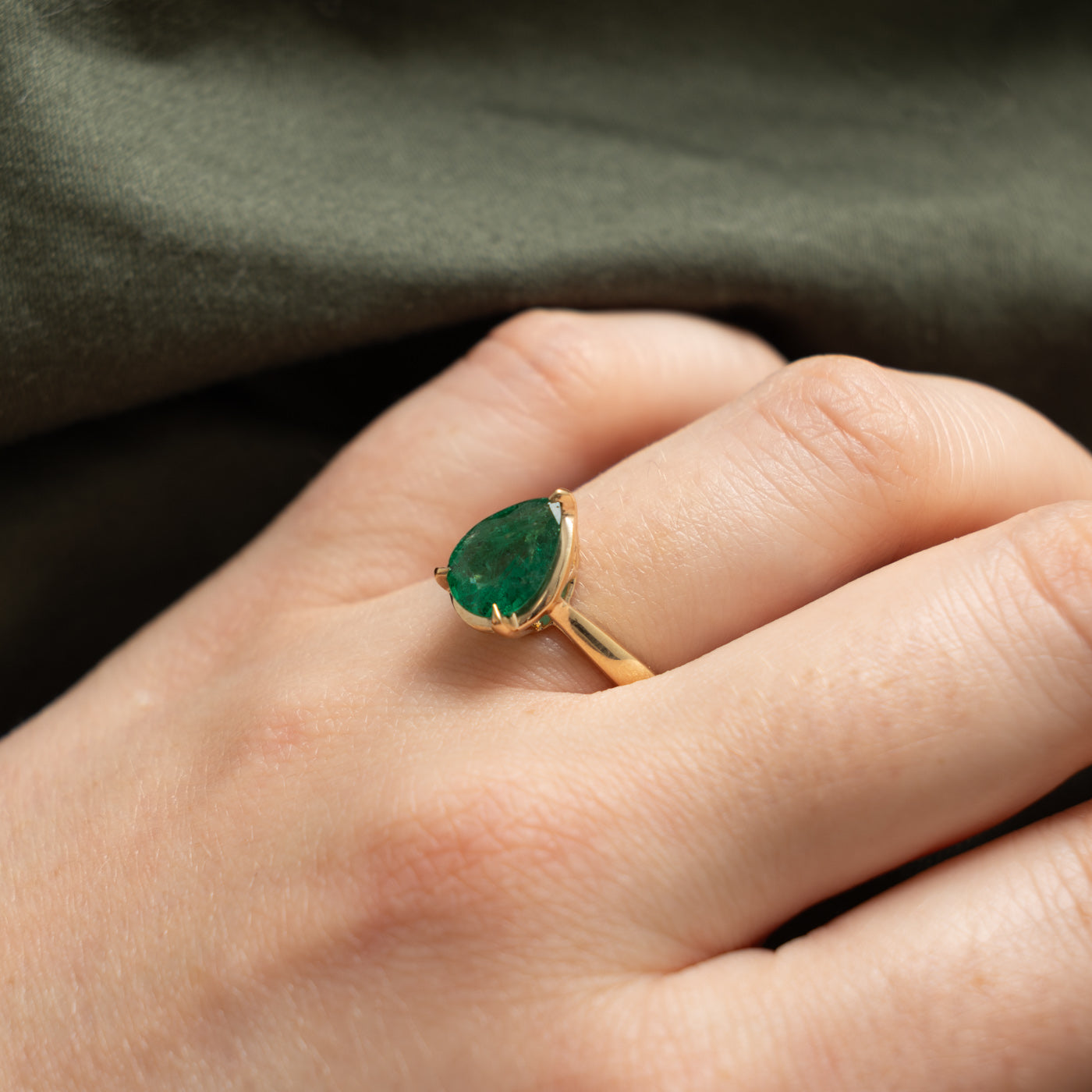 '100 Ways' 14k Yellow Gold Pear Cut Emerald Ring | 1.66ct | SZ 7
