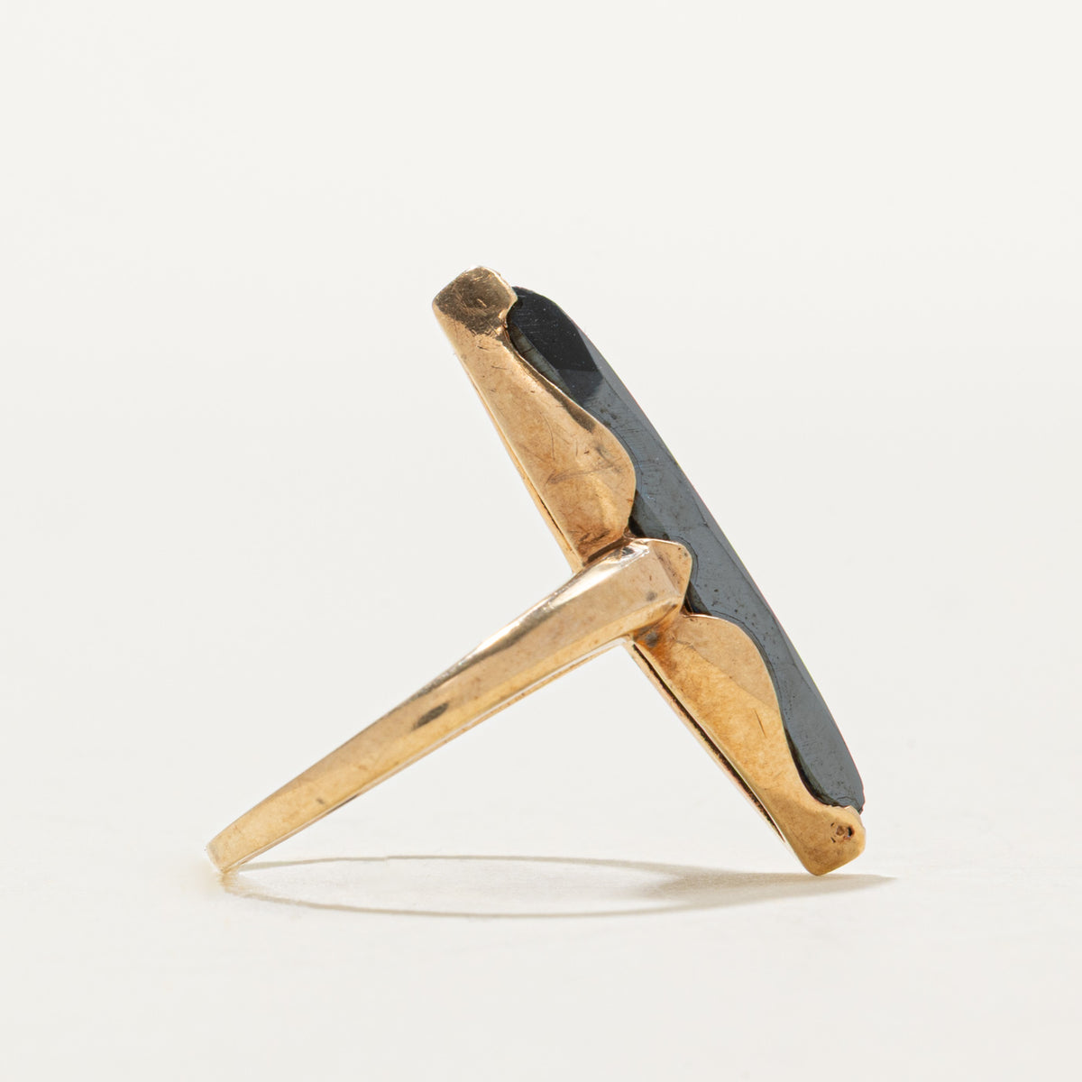 10k Marquise Cut Hematite Navette Ring | 6.00ct | SZ 7.75