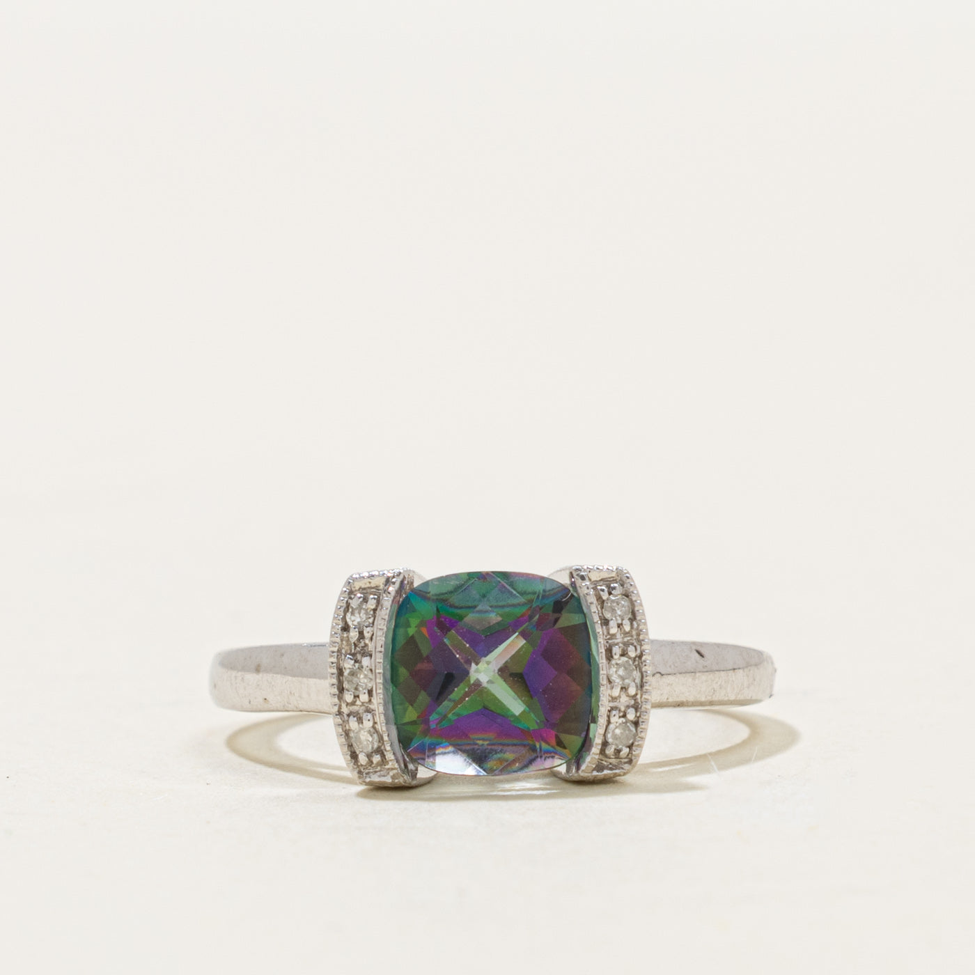 10k Mystic Topaz & Diamond Accented Ring | 1.50ct, 0.01ctw | SZ 7.25