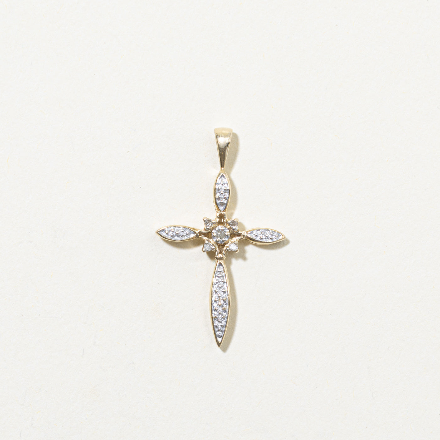 10k Diamond Ornate Cross Pendant | 0.01ctw
