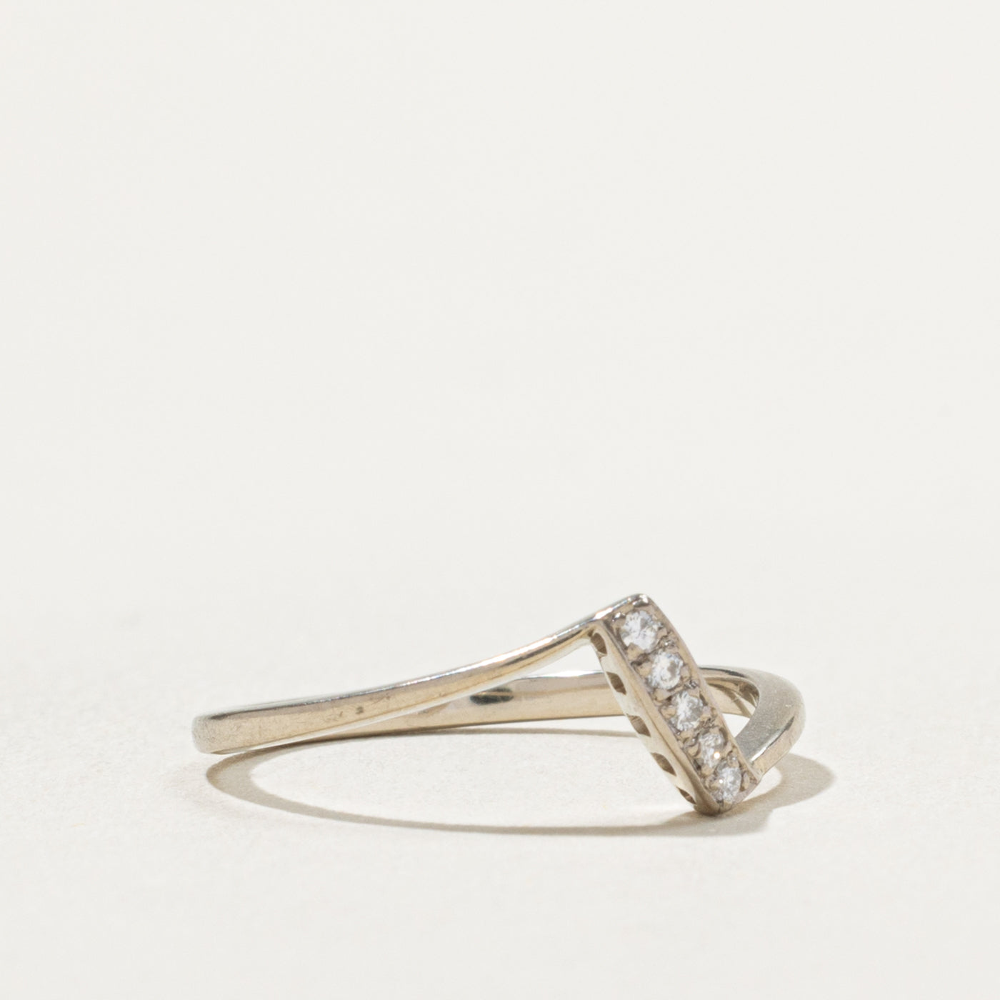 14k Diagonal Diamond Bypass Ring | SZ 5.75