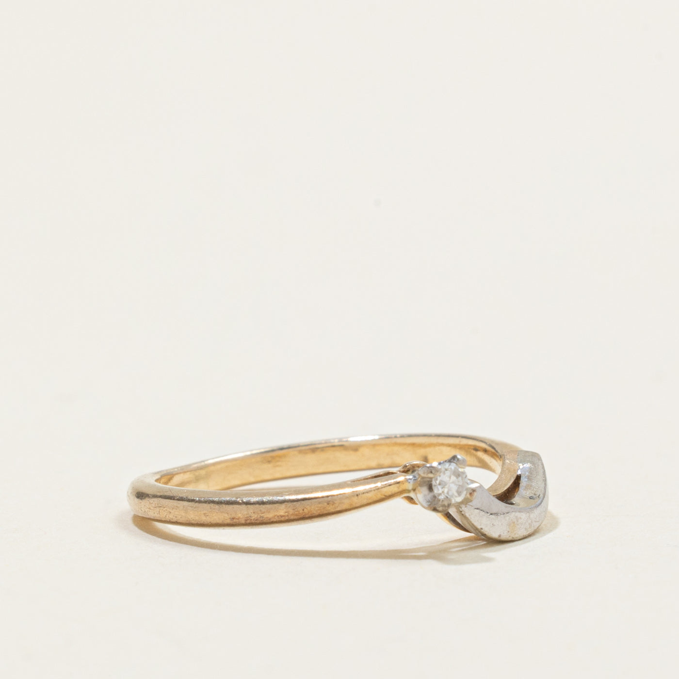 Vintage Canadian 14k Diamond Contour Ring | SZ 6