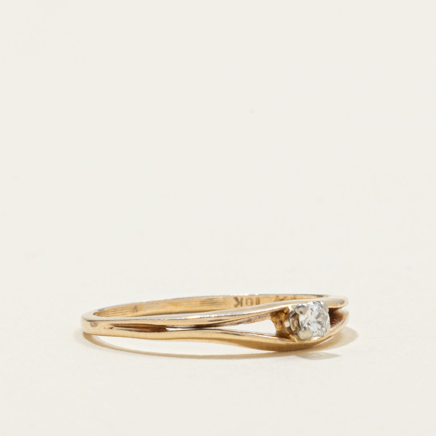 ‘Birks’ 10k Diamond Open Shank Ring | SZ 6