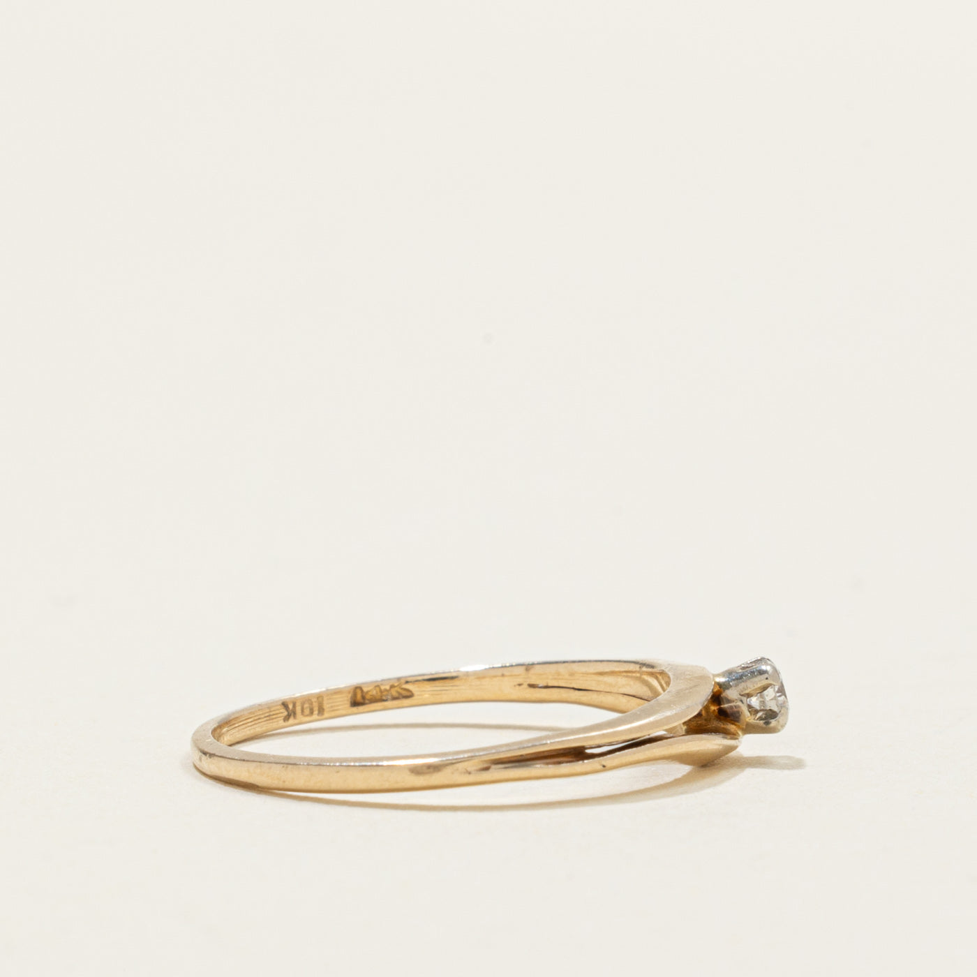 ‘Birks’ 10k Diamond Open Shank Ring | SZ 6