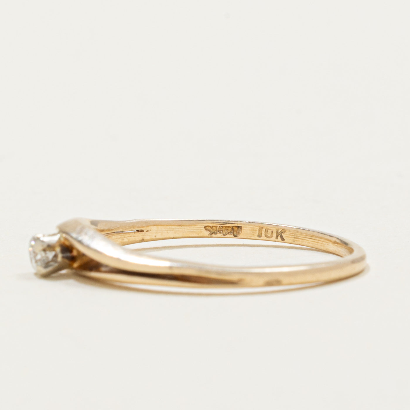 ‘Birks’ 10k Diamond Open Shank Ring | SZ 6