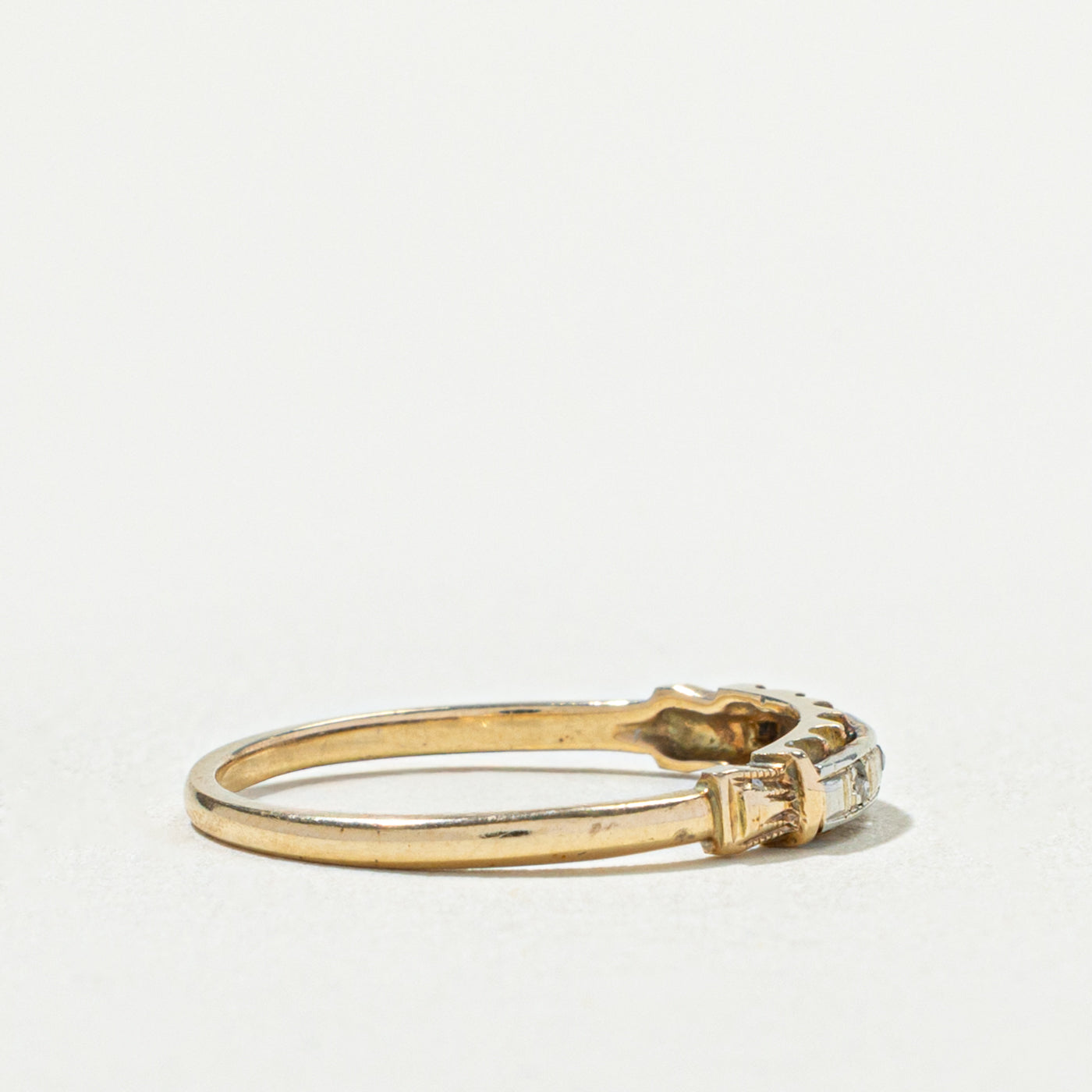 Vintage Canadian 14k Rose Cut Diamond Textured Band | SZ 5.75