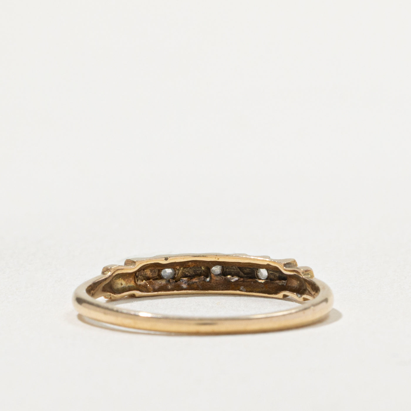 Vintage Canadian 14k Rose Cut Diamond Textured Band | SZ 5.75