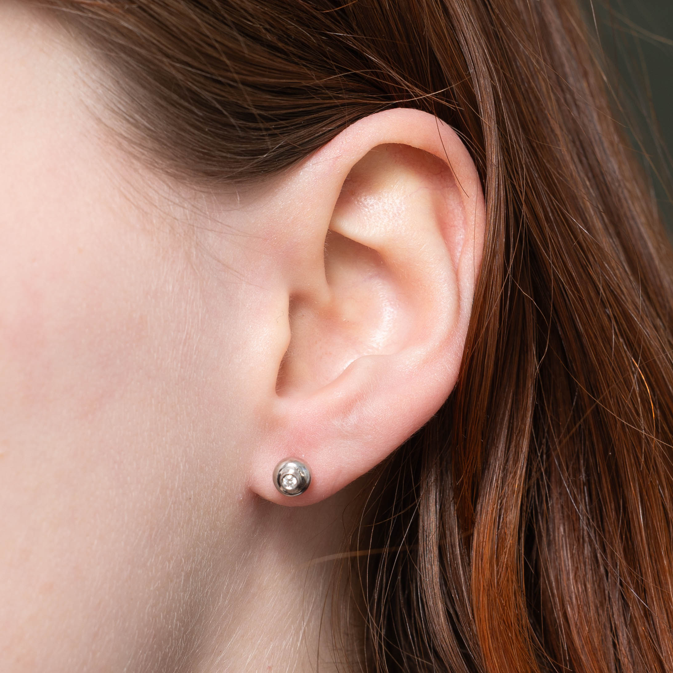 14k Round Brilliant Cut Diamond Stud Earrings