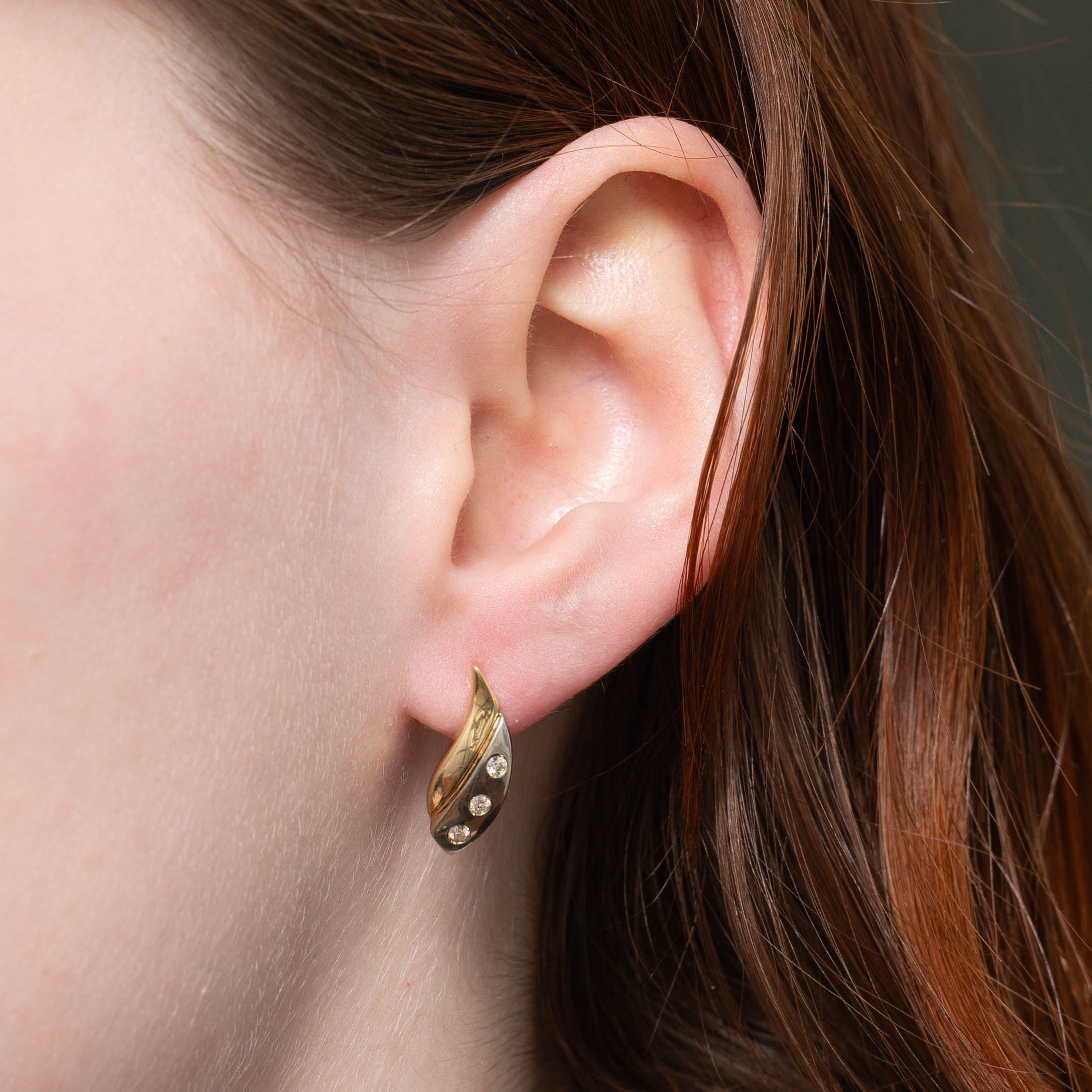 14k Diamond Wave Drop Earrings