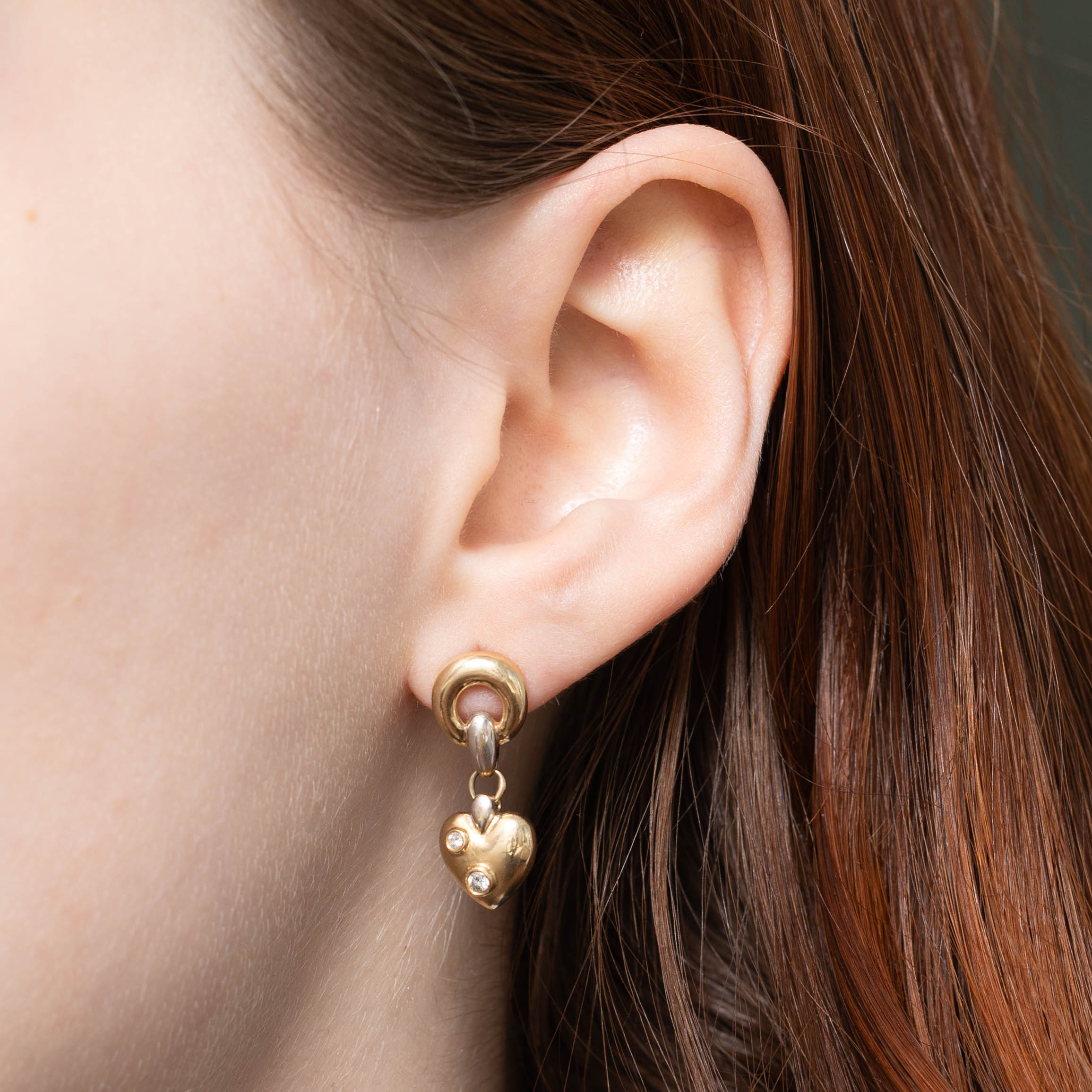 14k Diamonds Heart Drop Earrings